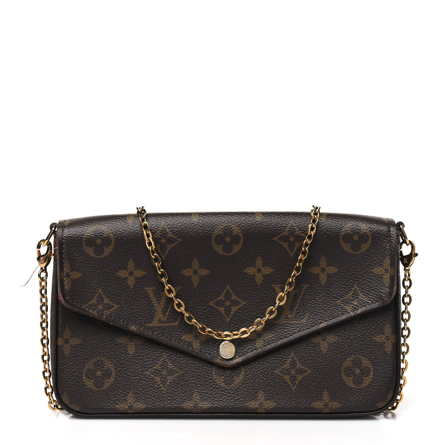 Louis Vuitton Monogram Pochette Felicie Chain Wallet Fuchsia 1 of 12