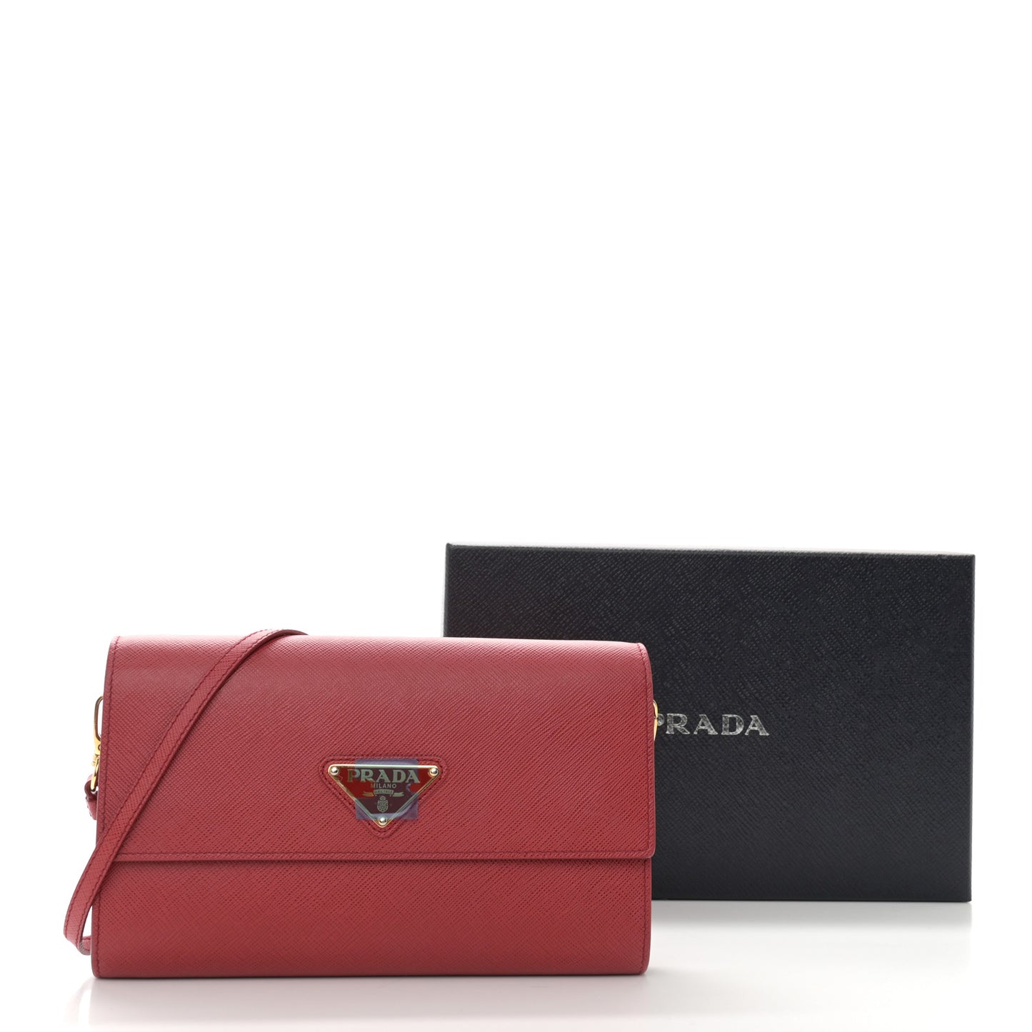 Saffiano Wallet With Shoulder Strap Fuoco