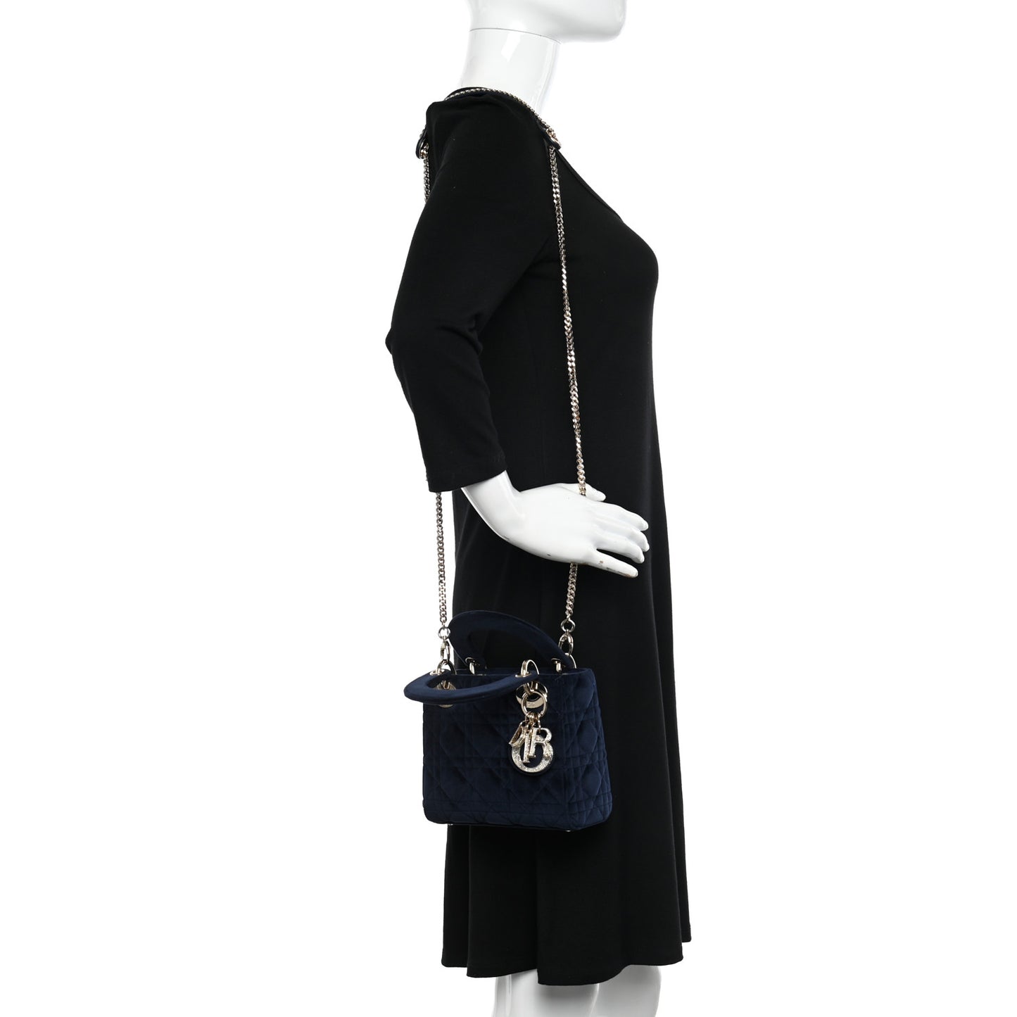 Velvet Mini Lady Dior Navy Blue