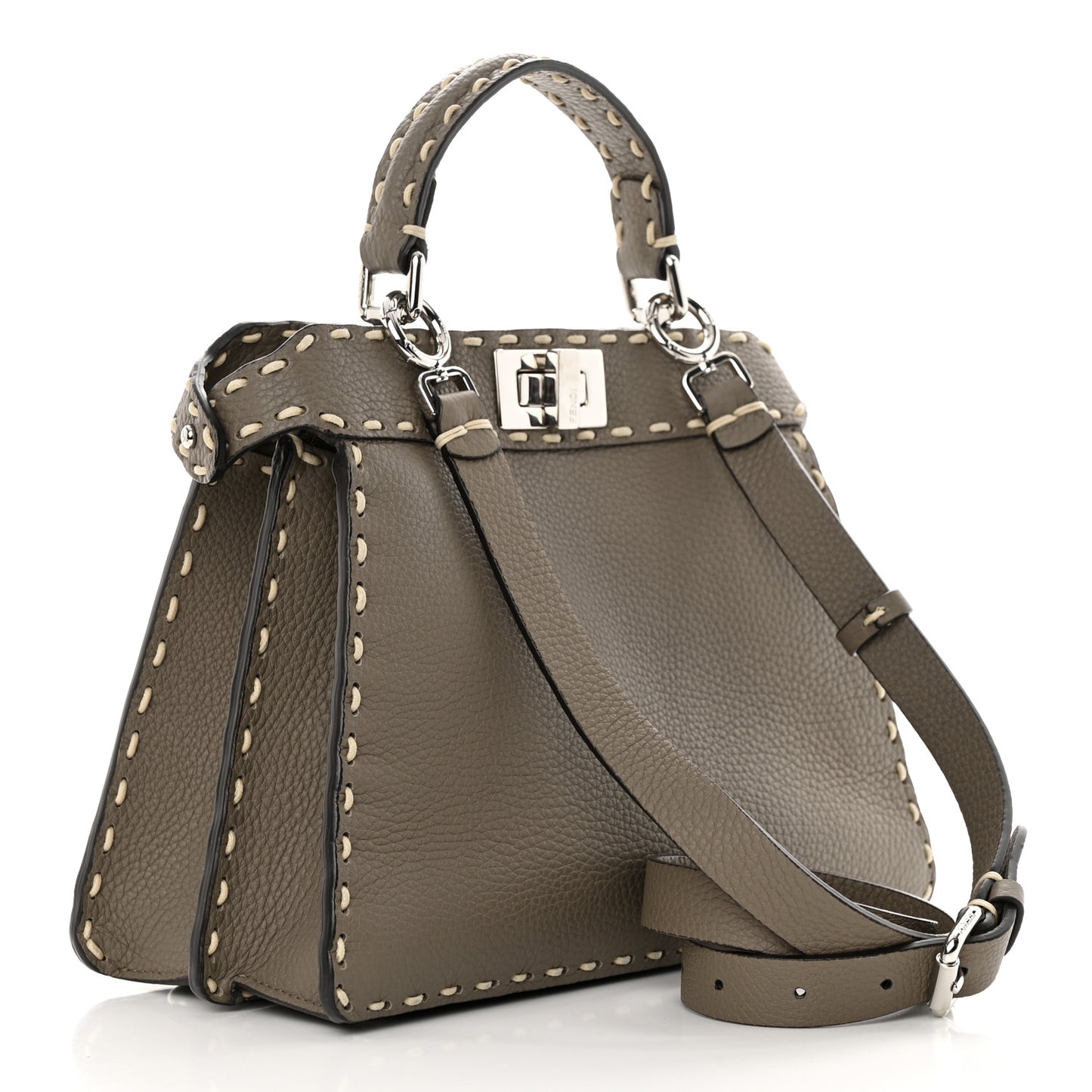 Vitello Granato Camoscio Selleria Macro Stitchings Small Peekaboo I SEE U Satchel Tartufo