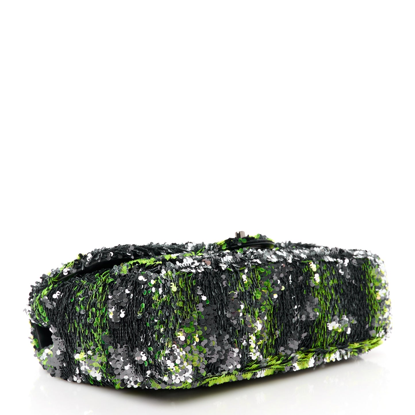 Sequin Logo Single Flap Green Silver Black