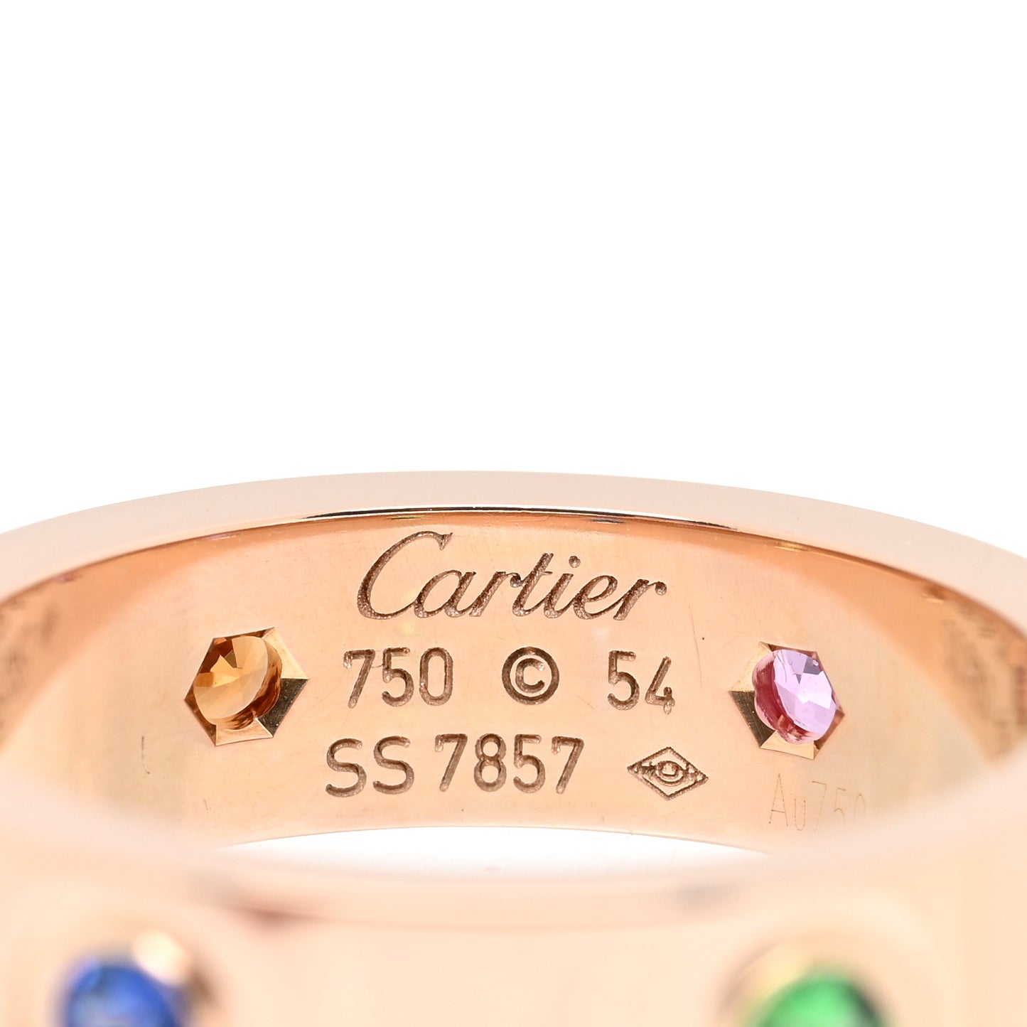 18K Pink Gold Sapphire Garnet Amethyst 5.5mm LOVE Ring 54 6.75