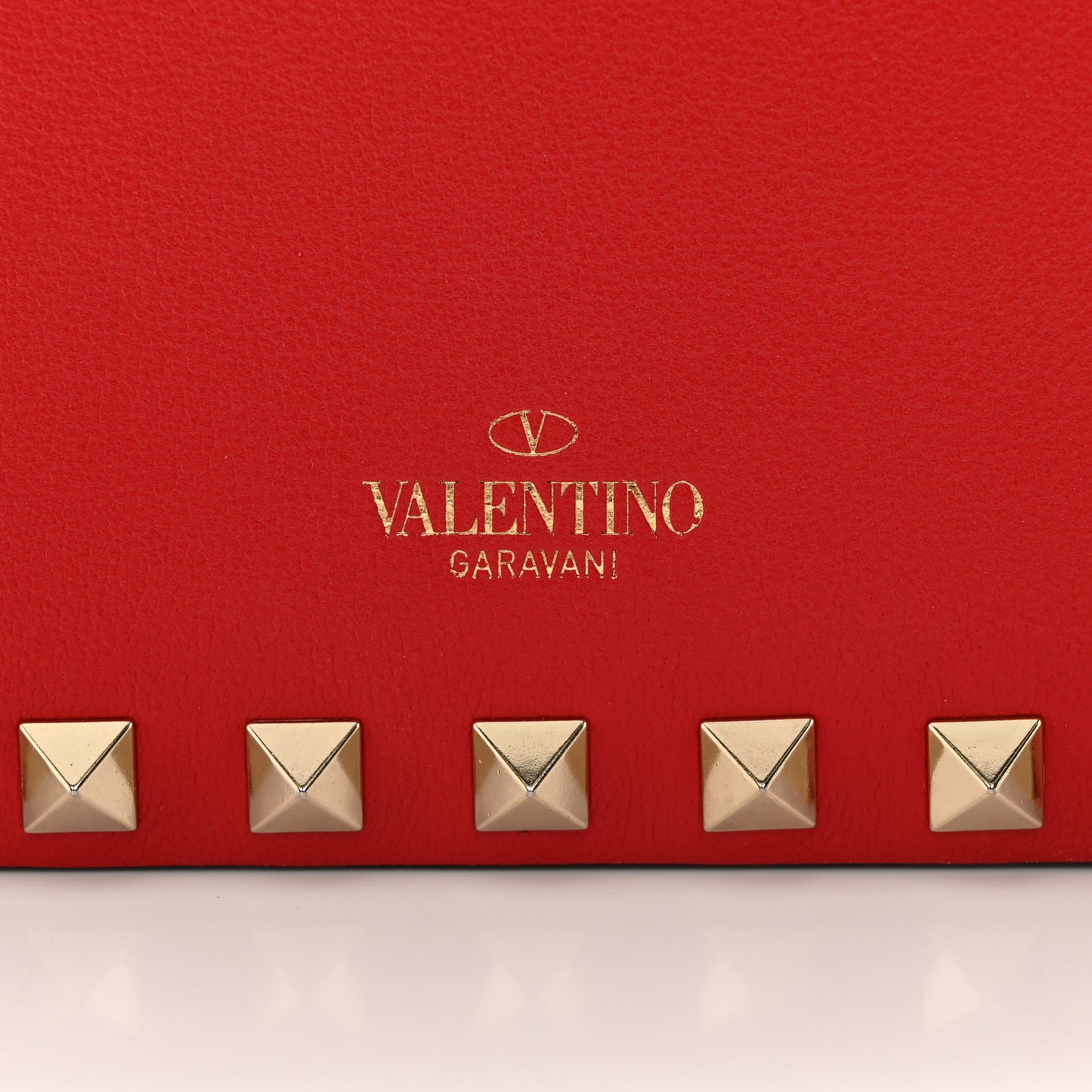 Vitello Rockstud Wallet On Chain Rouge Pur