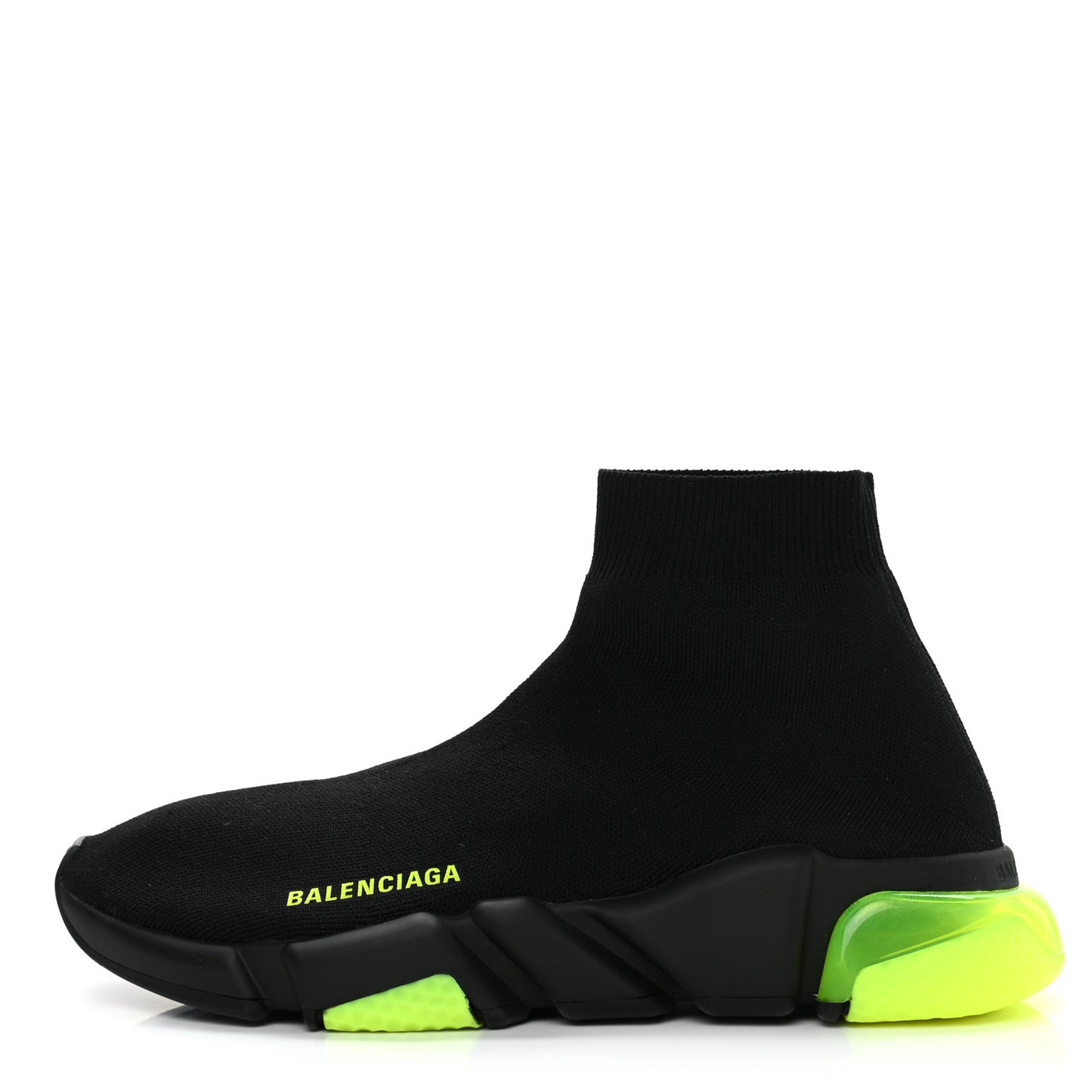 Neoprene Knit Mens Speed Clear Sole Sneakers 41 Black Yellow Fluo
