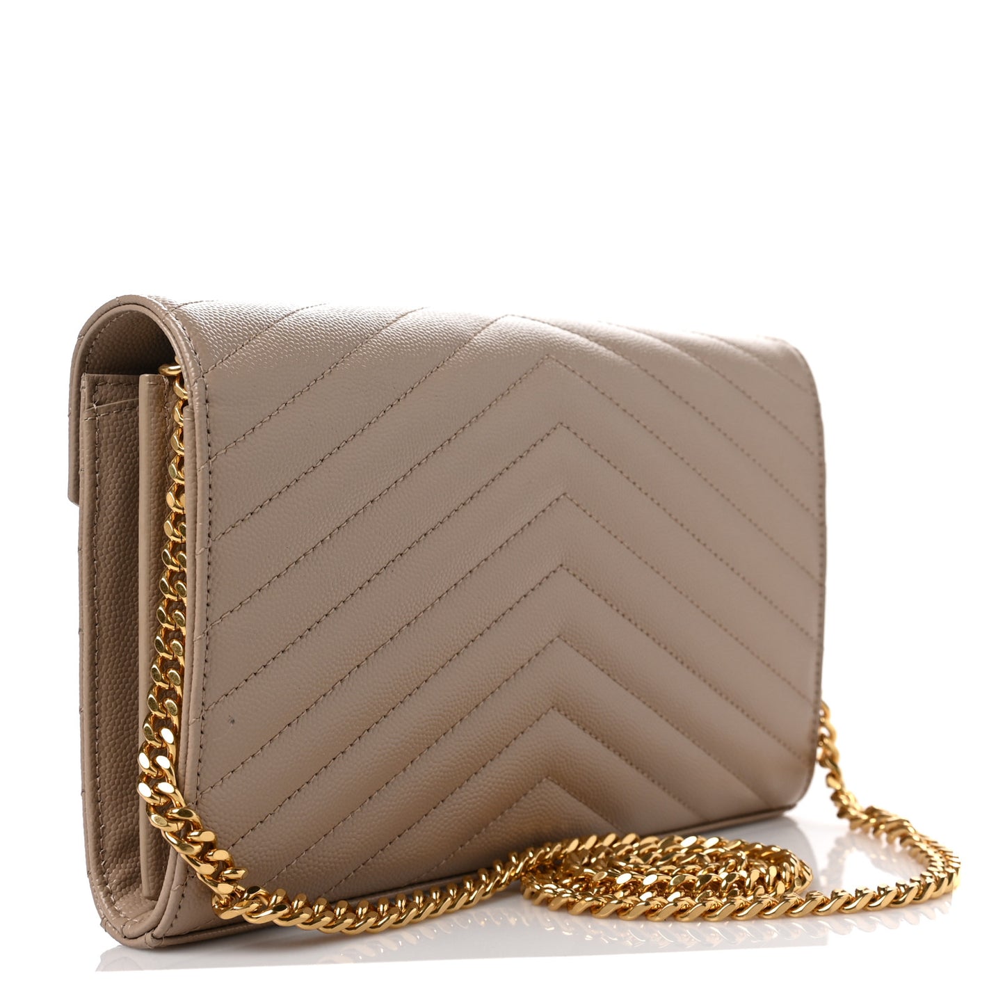 Grain De Poudre Matelasse Chevron Monogram Chain Wallet Fard