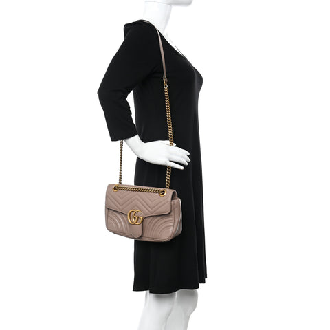 Calfskin Matelasse Small GG Marmont Shoulder Bag Porcelain Rose