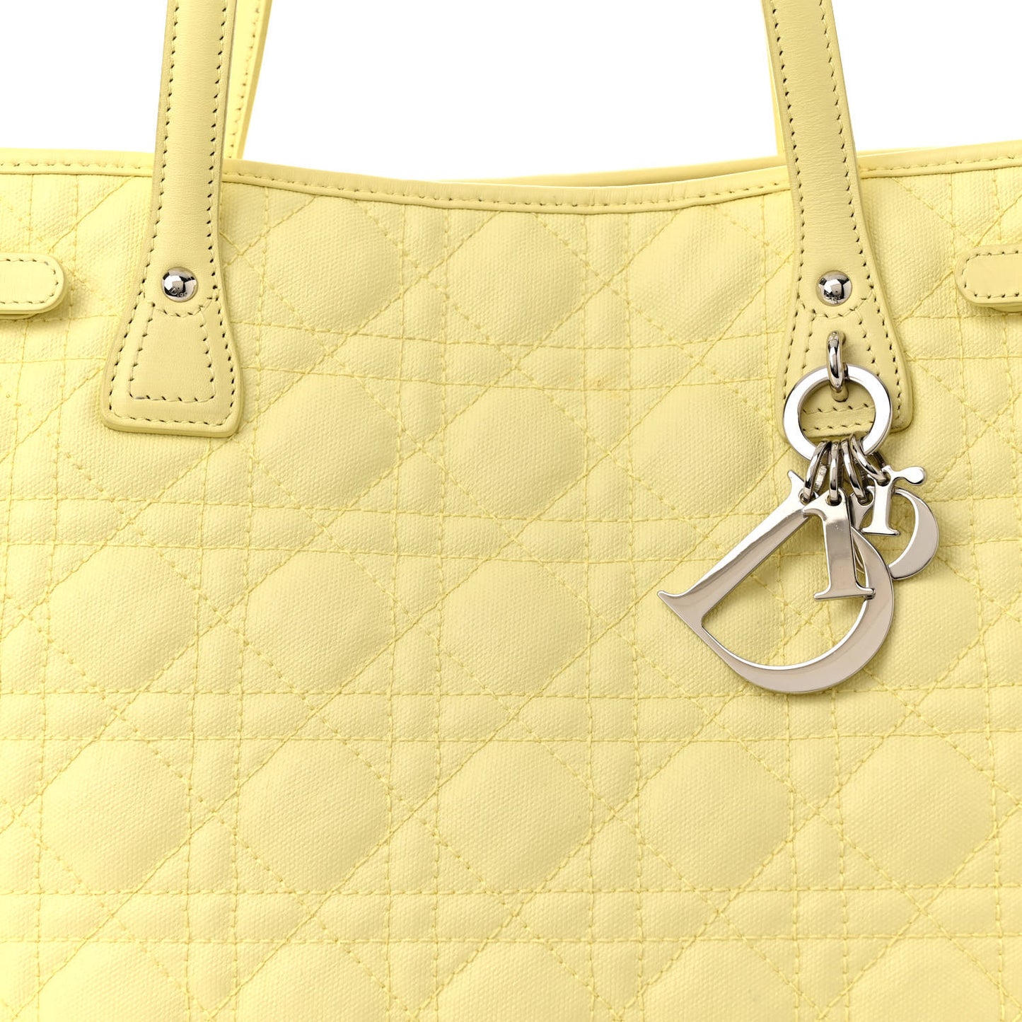 Coated Canvas Cannage Medium Panarea Tote Light Yellow