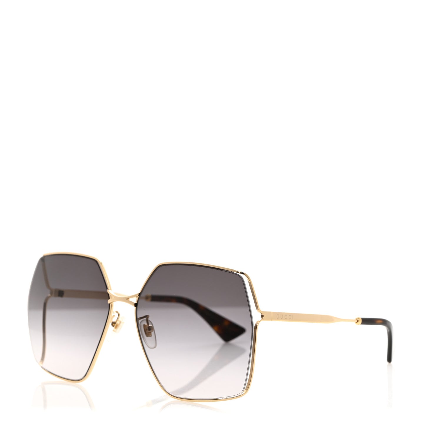 Metal Square Frame Sunglasses GG0817S Gold Grey