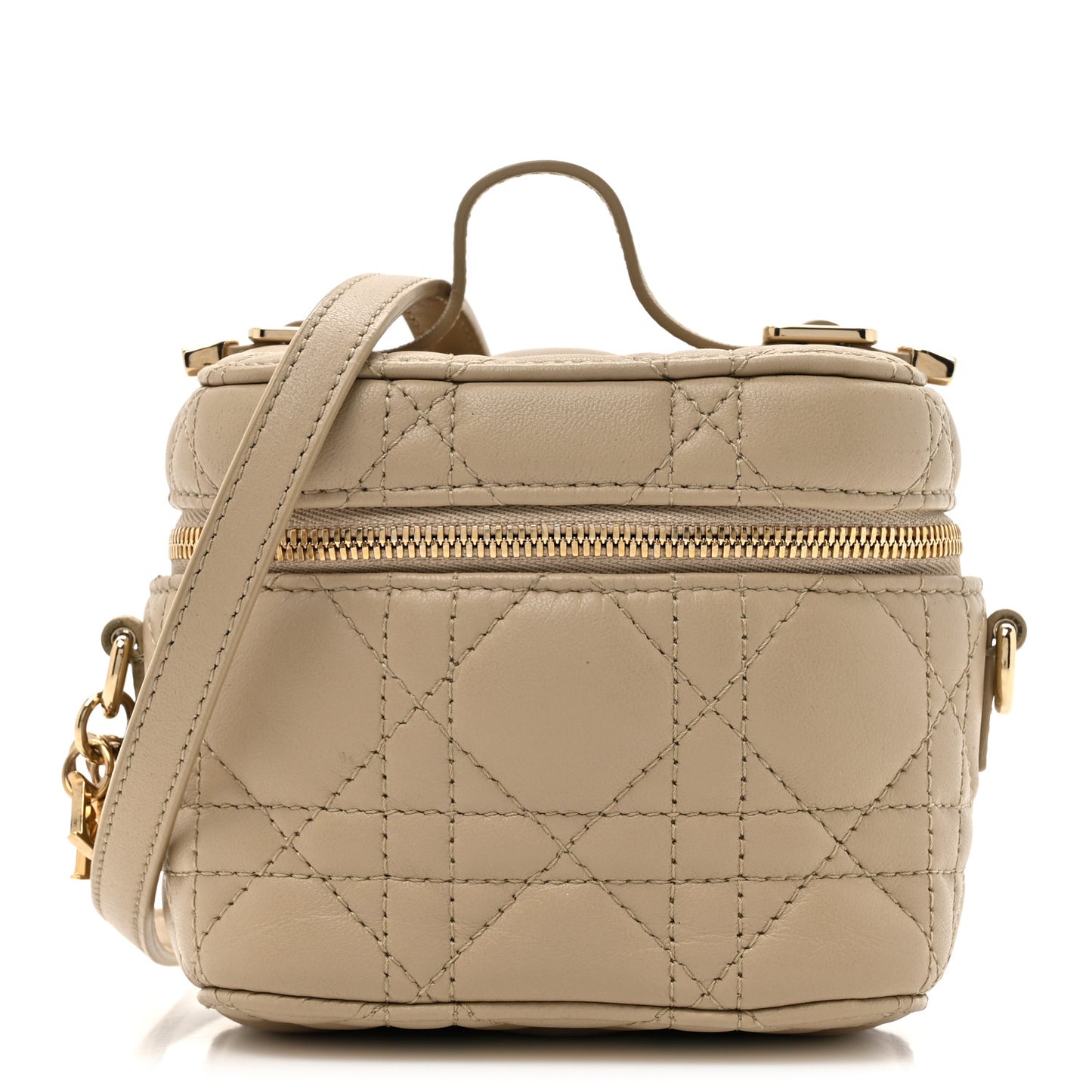 Lambskin Cannage Micro Lady Dior Vanity Case Beige