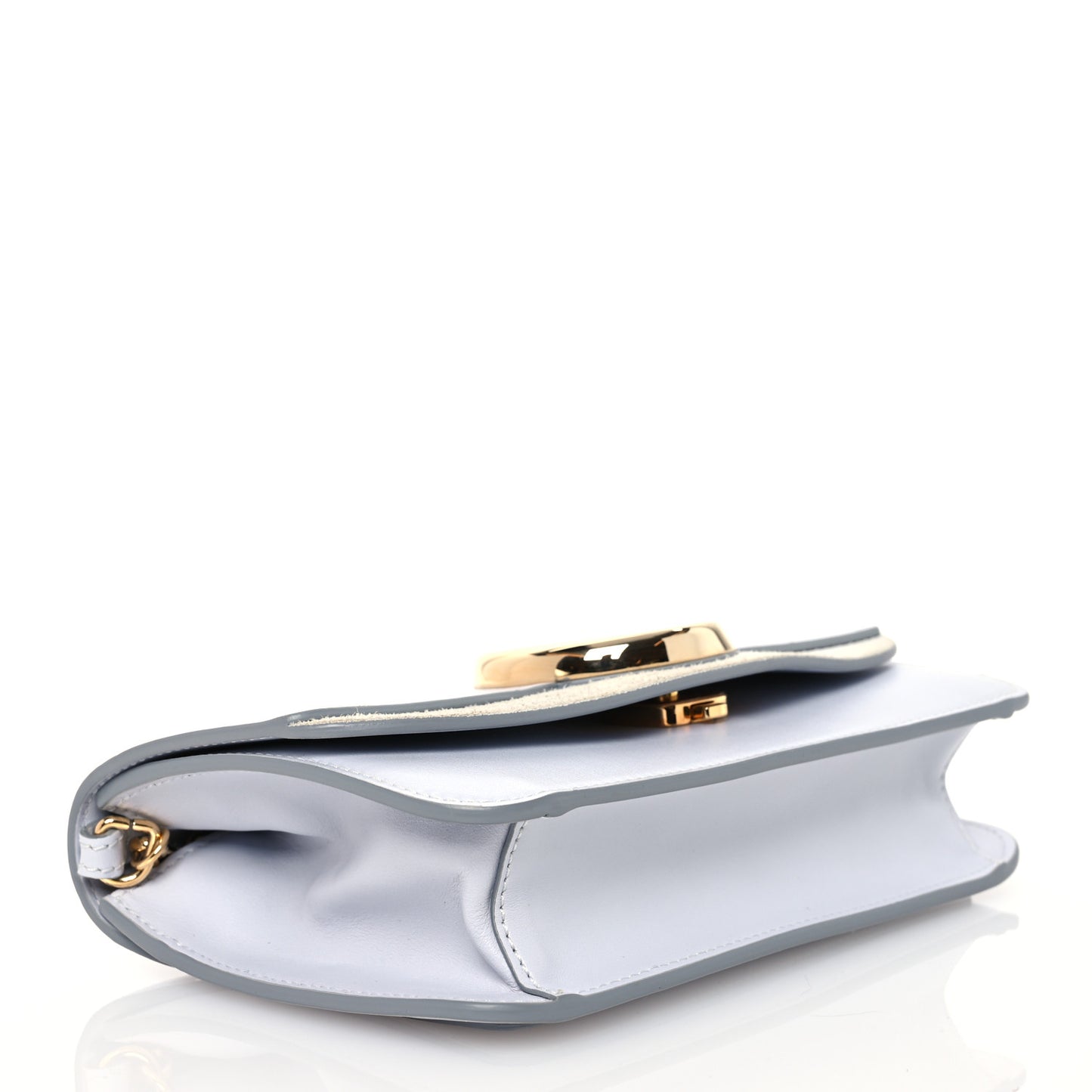 Calfskin Suede C Clutch With Chain Light Cloud