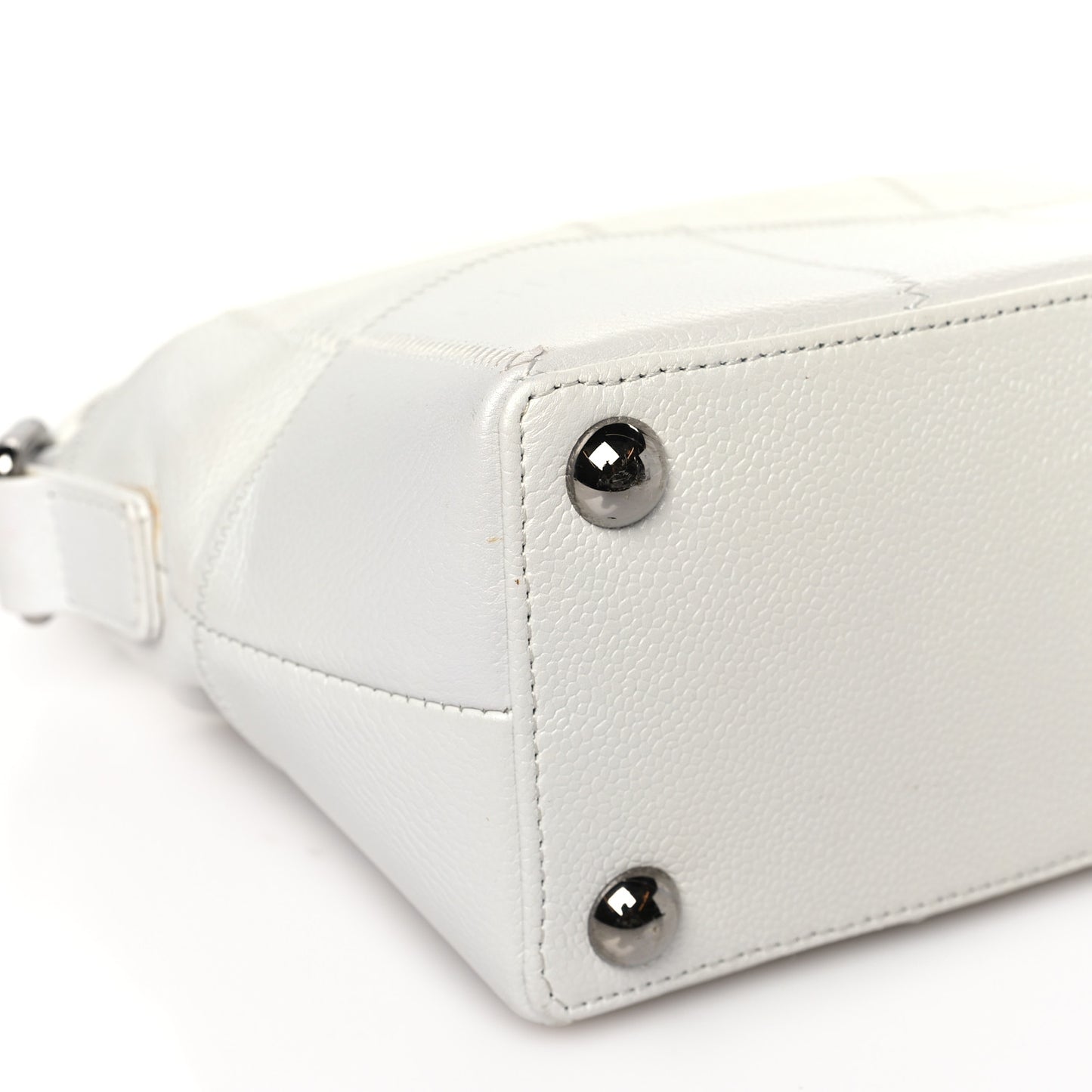 Caviar Square Stitched Bag White