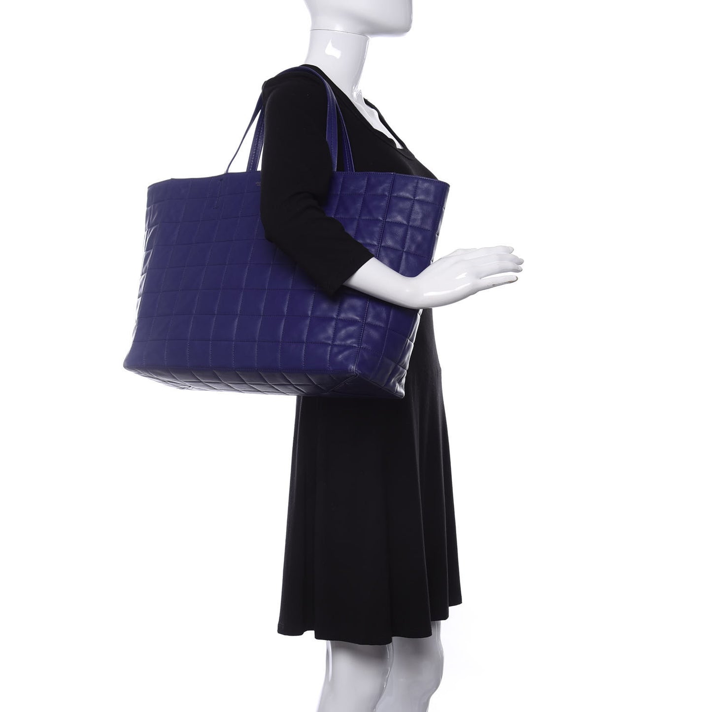 Lambskin Quilted Horizontal Cabas Blue