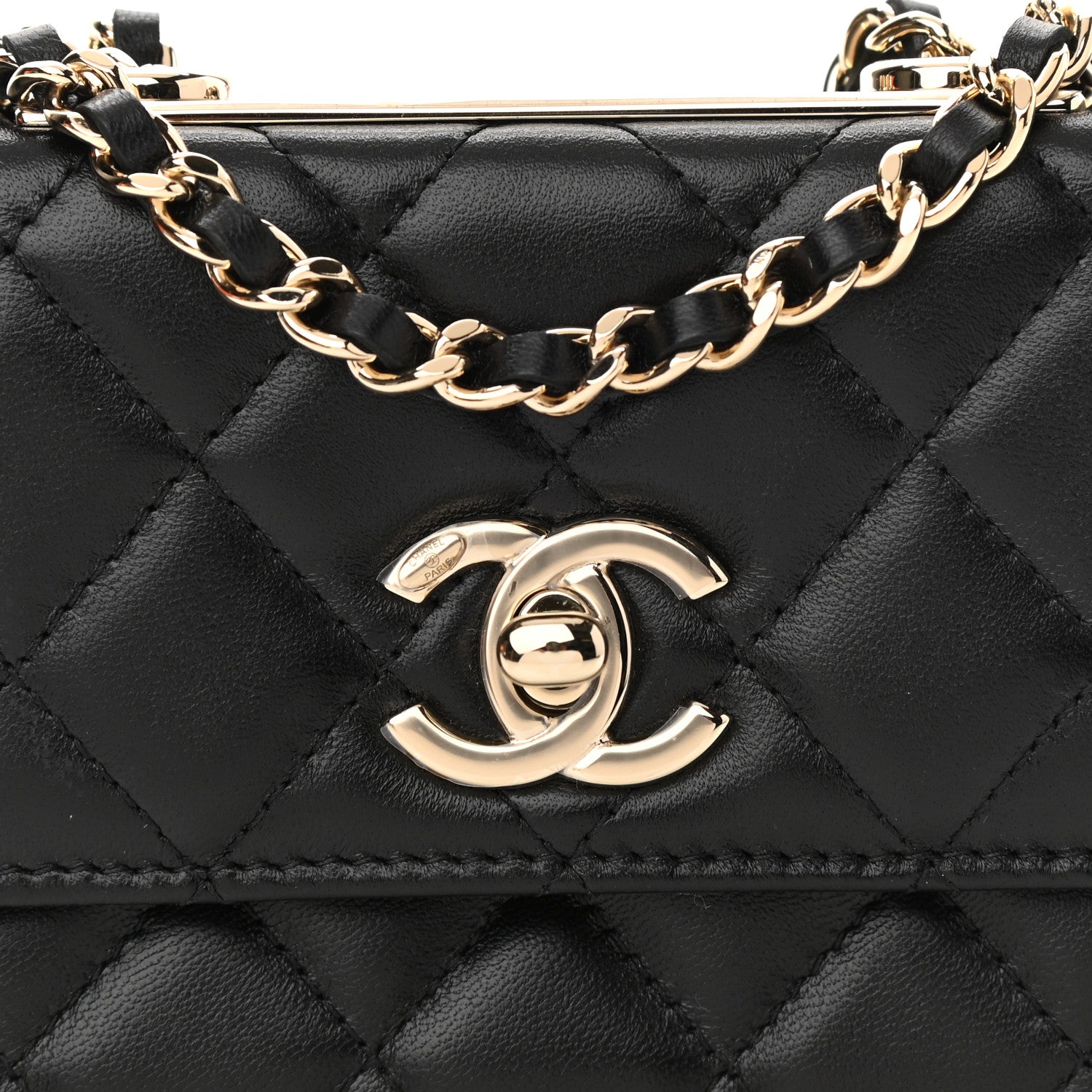 Chanel Lambskin Quilted Trendy CC Card Holder On Chain Black 8 of 11