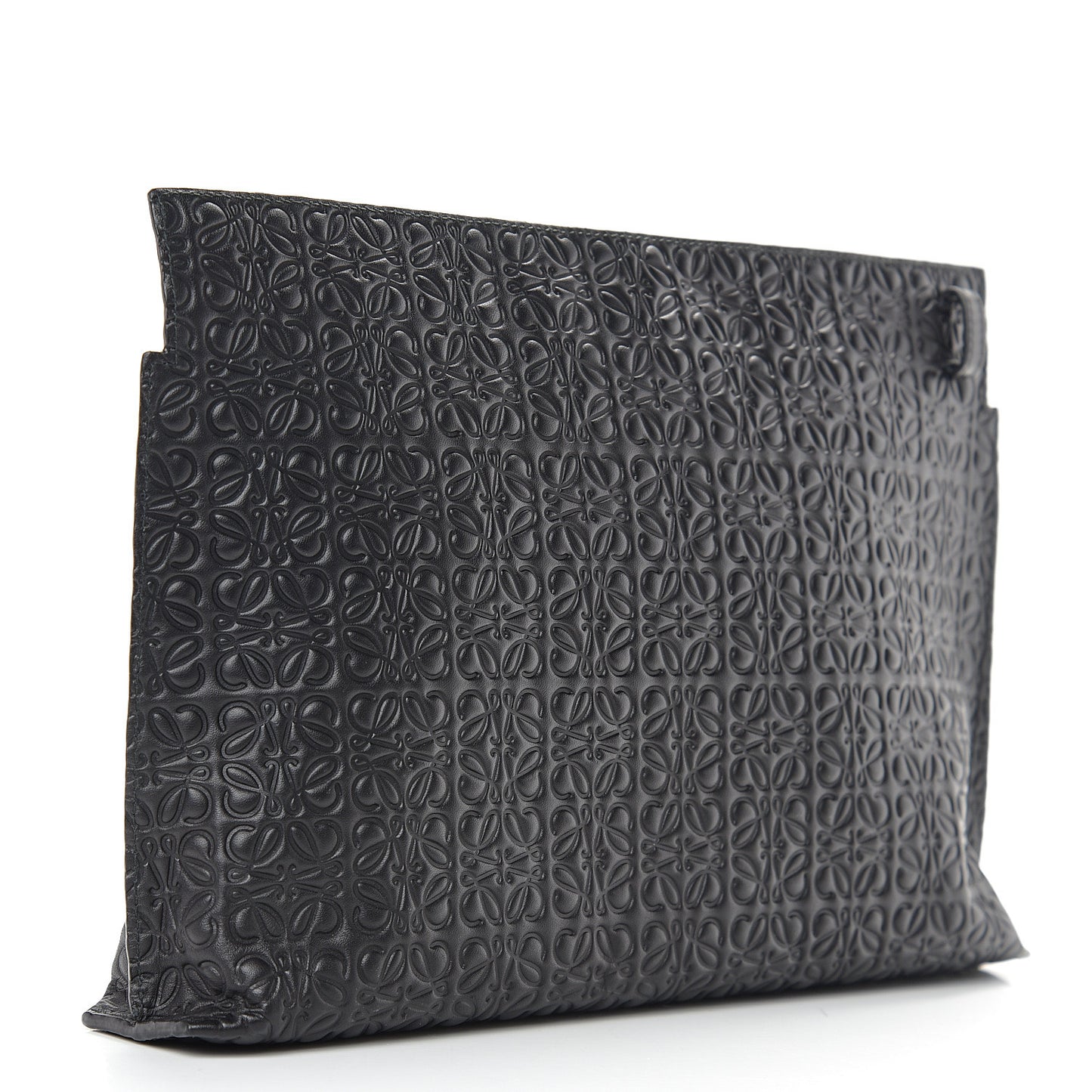 Calfskin Embossed Repeat T Pouch Black