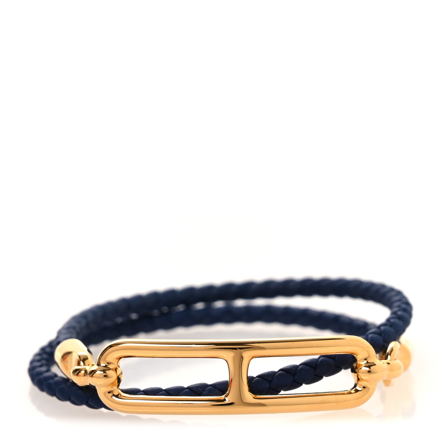 HERMES 二重巻きブレスレット 青/黒 Hermes Swift Roulis Double Tour Bracelet T2 Bleu Saphir 1907705