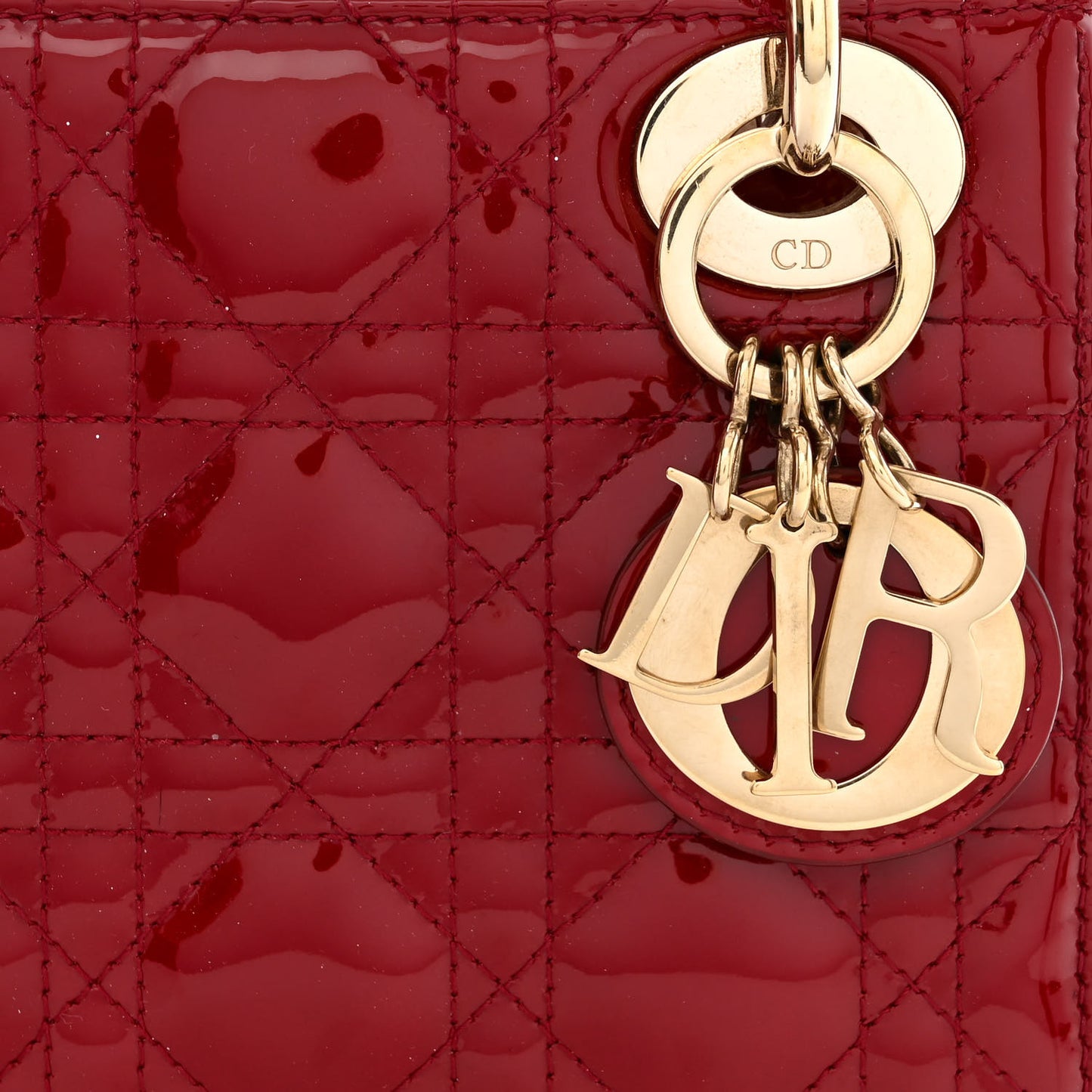 Patent Cannage Mini Lady Dior Red