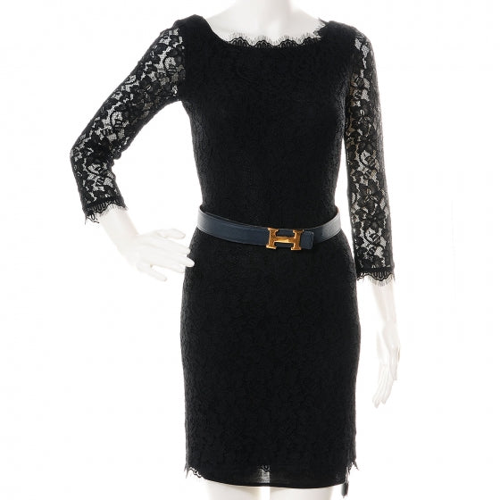 Courchevel Reversible Constance 32mm H Belt Navy Gold 75