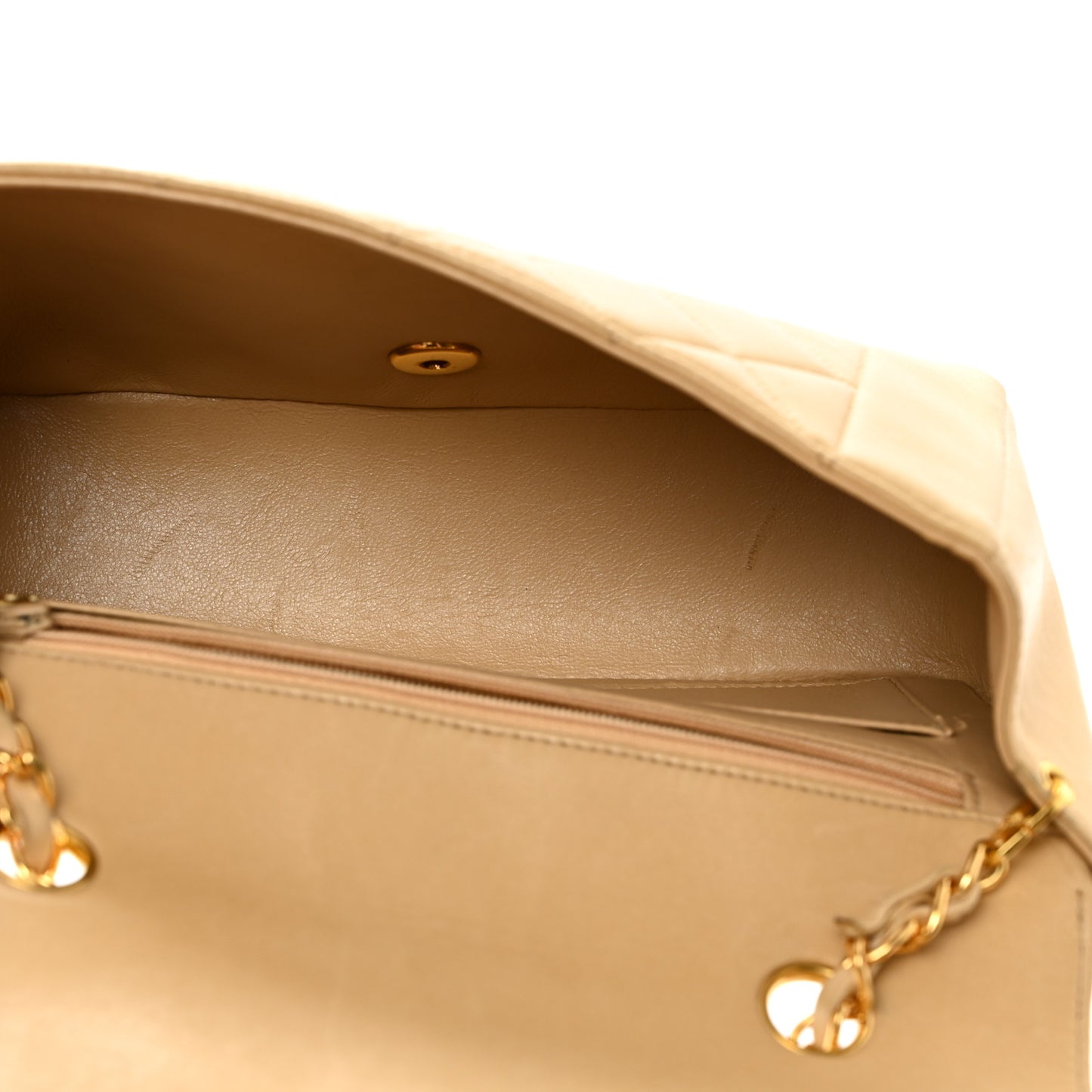 Lambskin Quilted Small Single Flap Beige