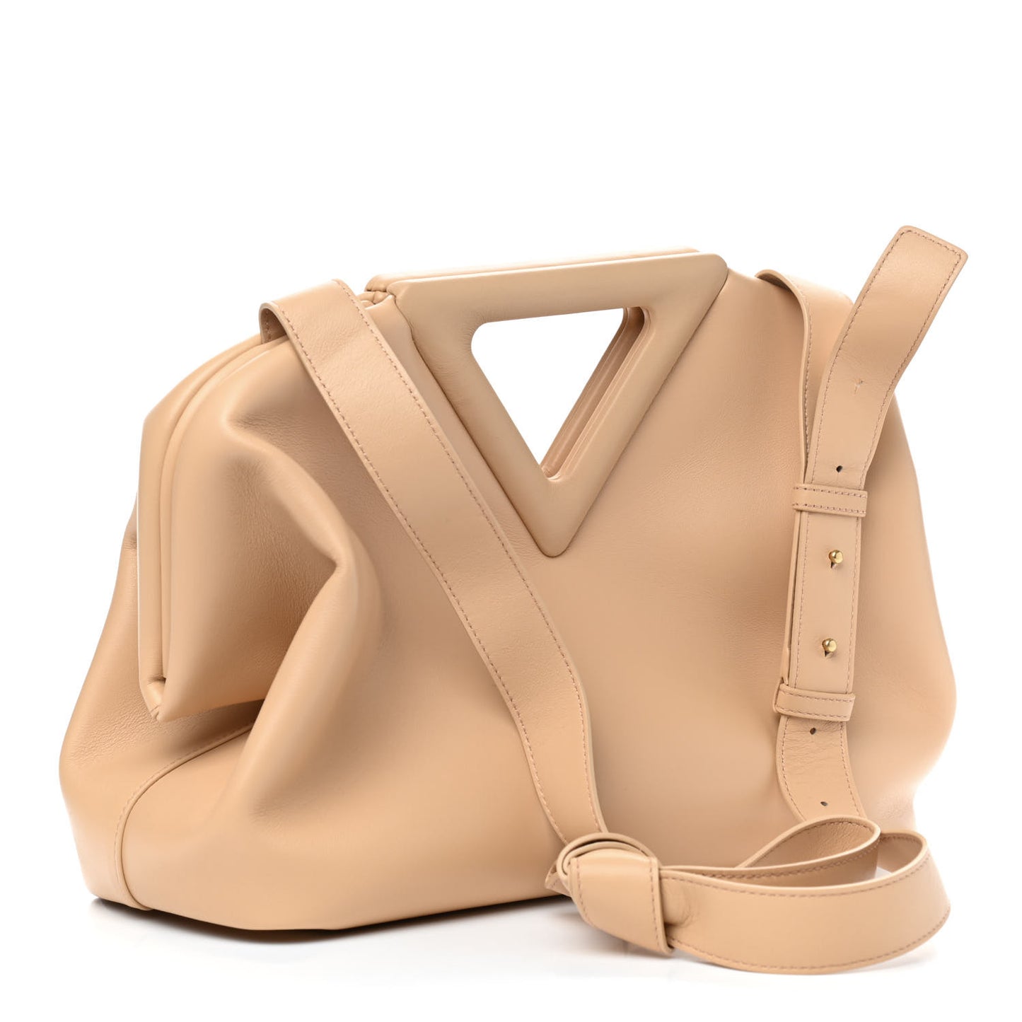 Calfskin Medium The Point Triangle Bag Almond