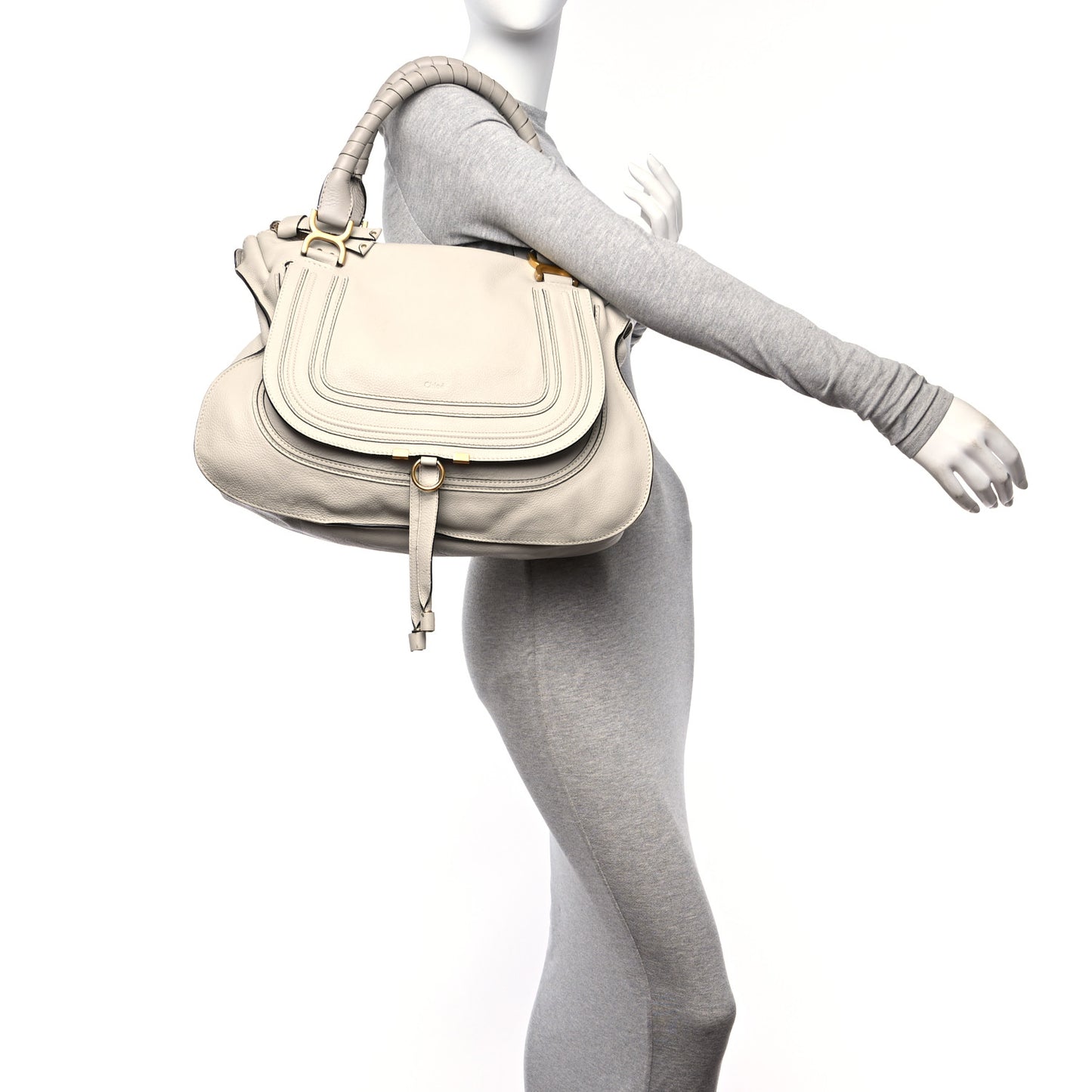 Calfskin Large Marcie Satchel Dove