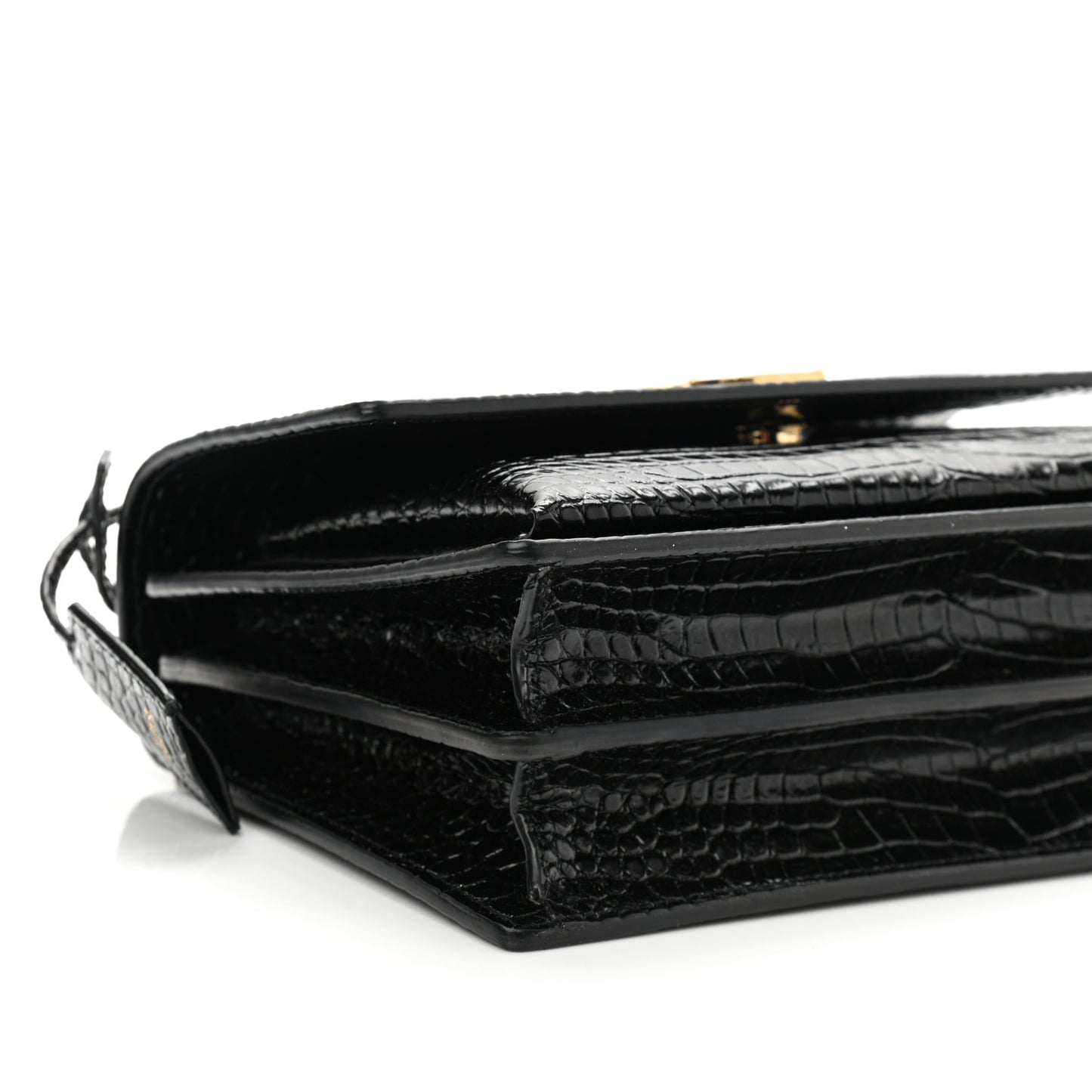 Calfskin Crocodile Embossed Medium Monogram Sunset Black