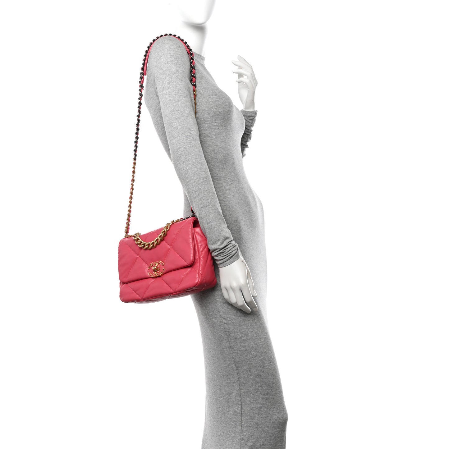 Lambskin Quilted Medium Chanel 19 Flap Pink