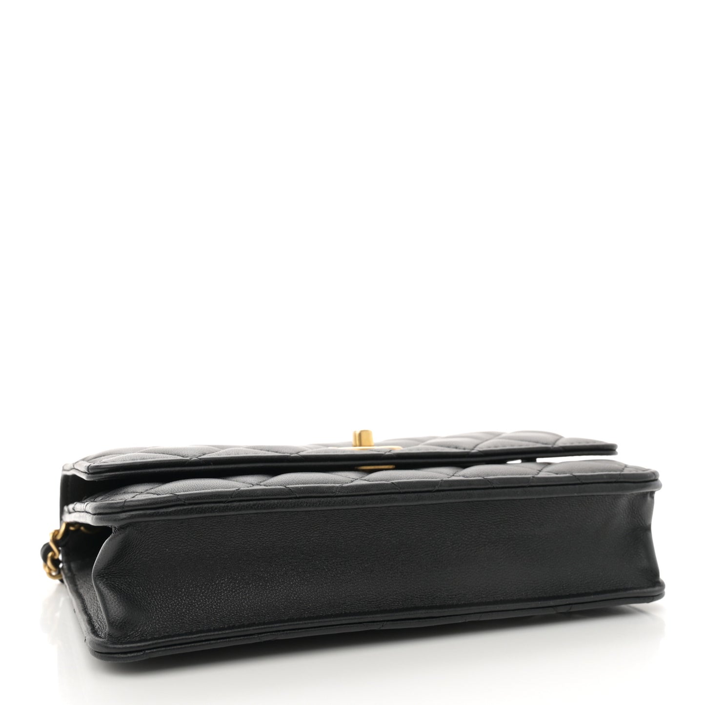 Lambskin Quilted CC Pearl Crush Wallet on Chain WOC Black