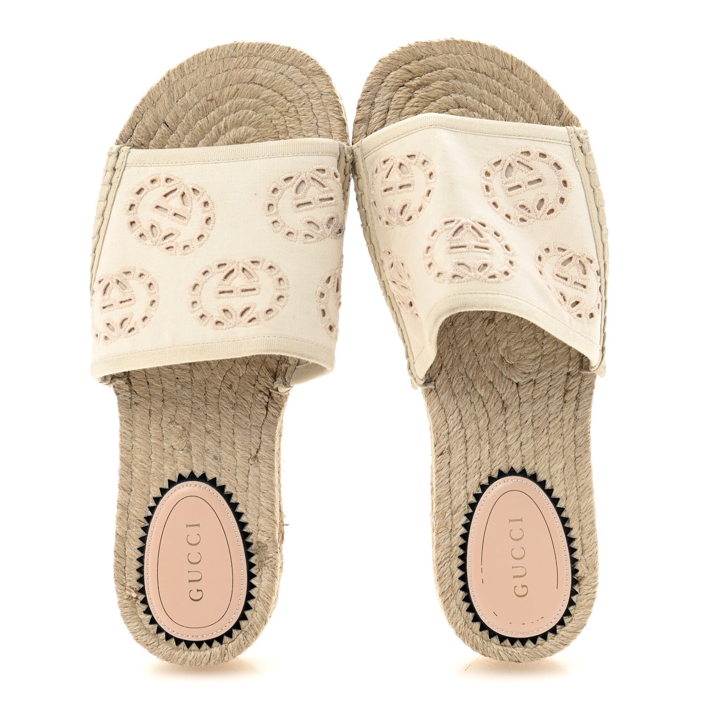 Canvas Interlocking G Damita Espadrille Sandals 37 Natural