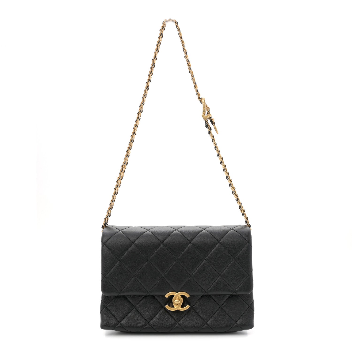 Chanel Calfskin Quilted Belt Chain Flap Black 1831219 – FASHIONPHILE