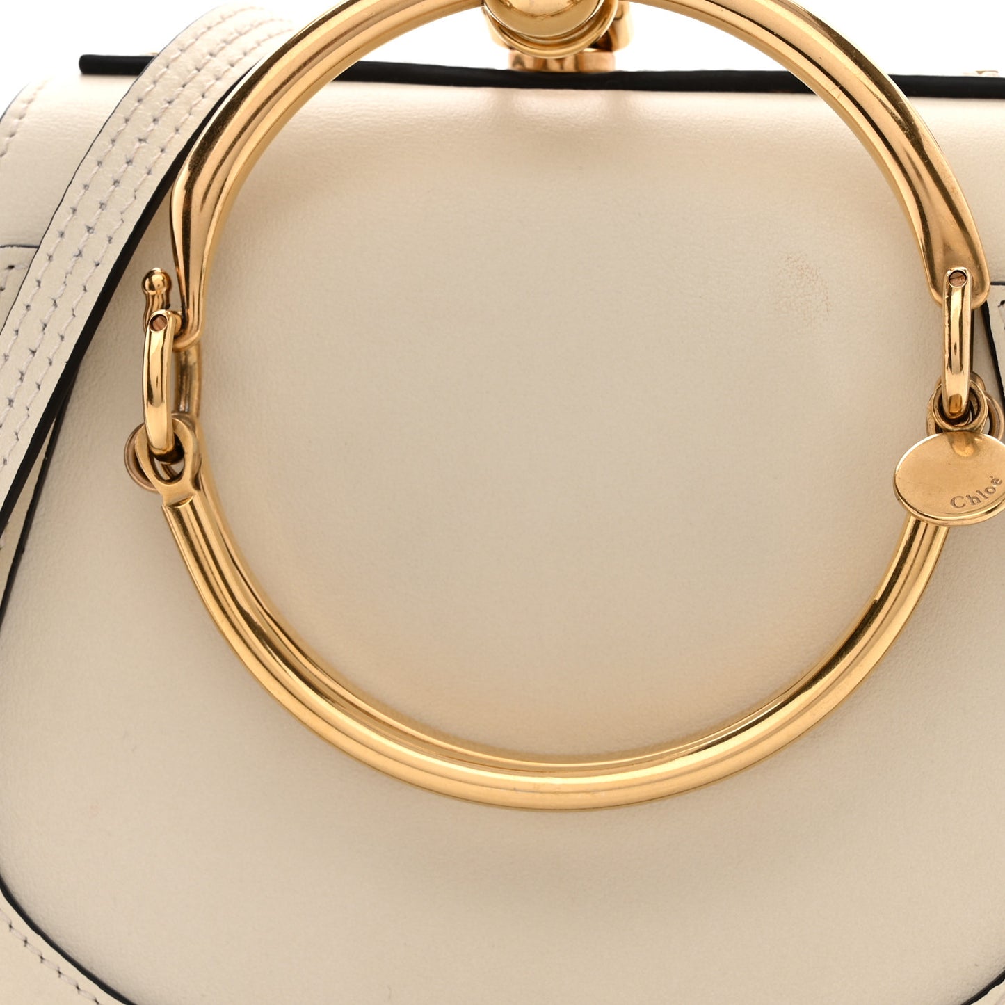 Calfskin Suede Small Nile Bracelet Bag Off White