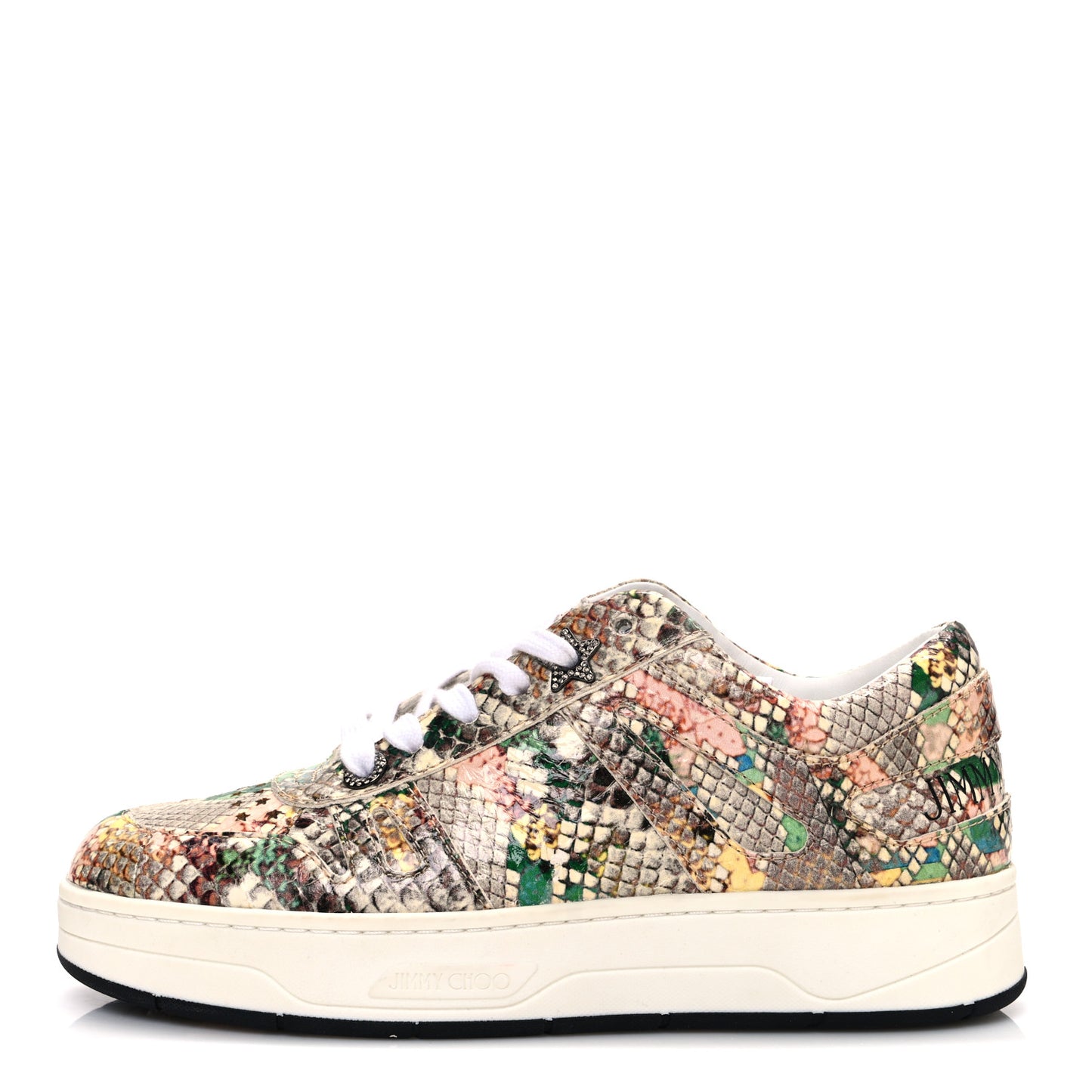 Calfskin Snakeskin Embossed Flatform Sneakers 36 Multicolor