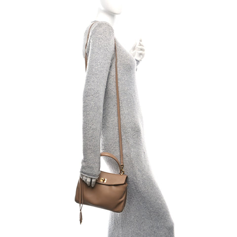 Natural Smooth Calfskin Mini Rodeo Top Handle Handbag Latte