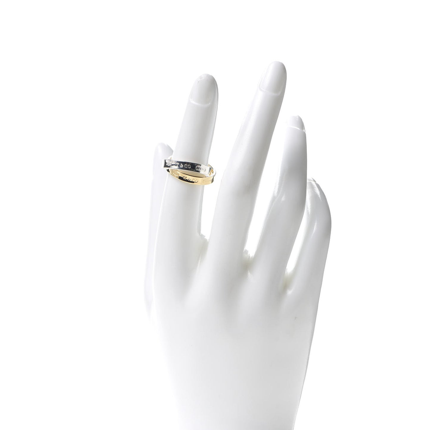 Sterling Silver 18K Yellow Gold 1837 Interlocking Circles Ring 54 6.75