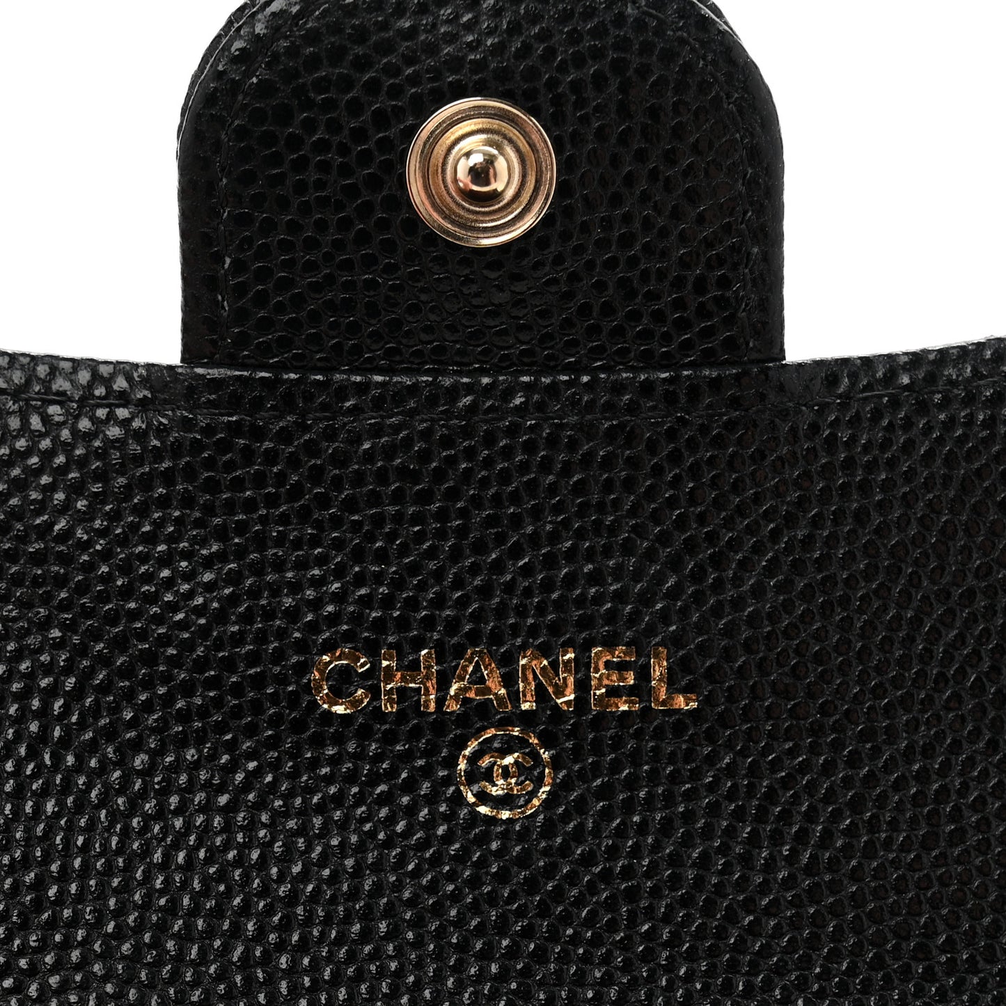 Caviar Quilted Flap Card Holder Wallet Black