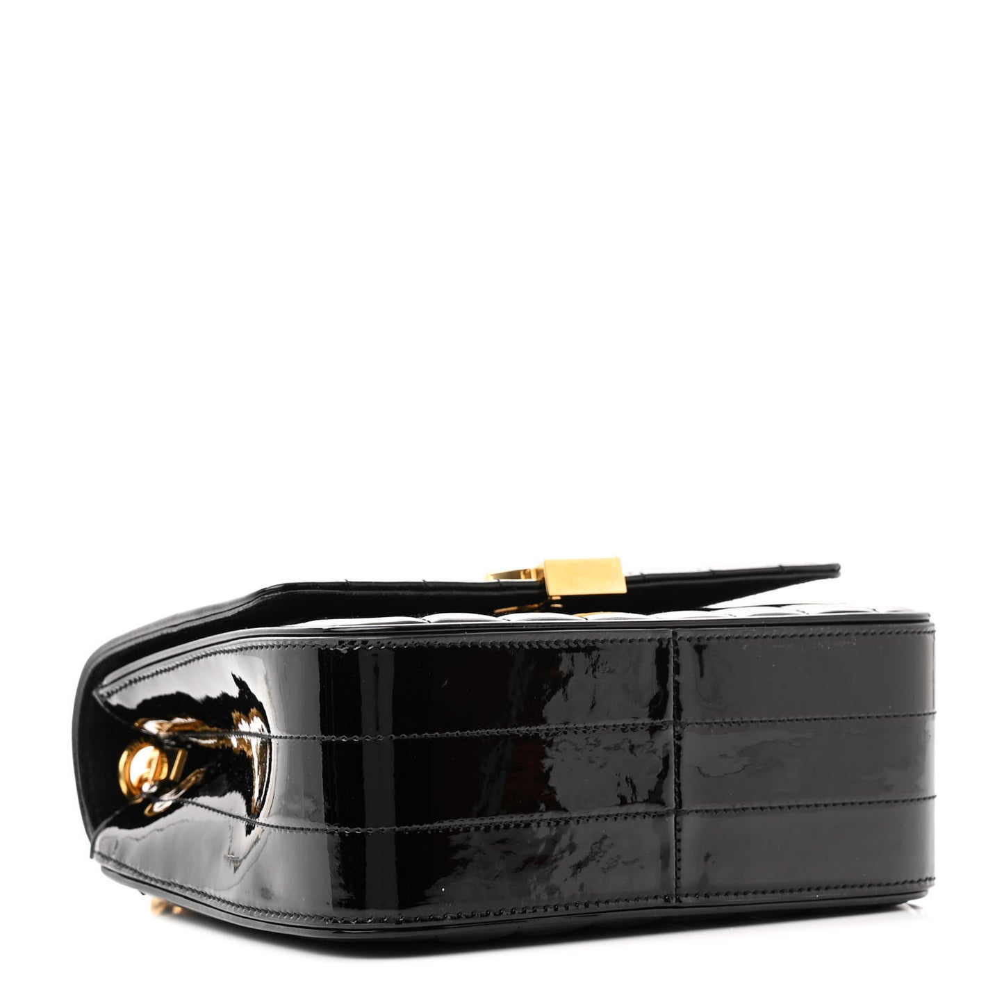 Patent Calfskin Matelasse Monogram Medium Vicky Chain Bag Black
