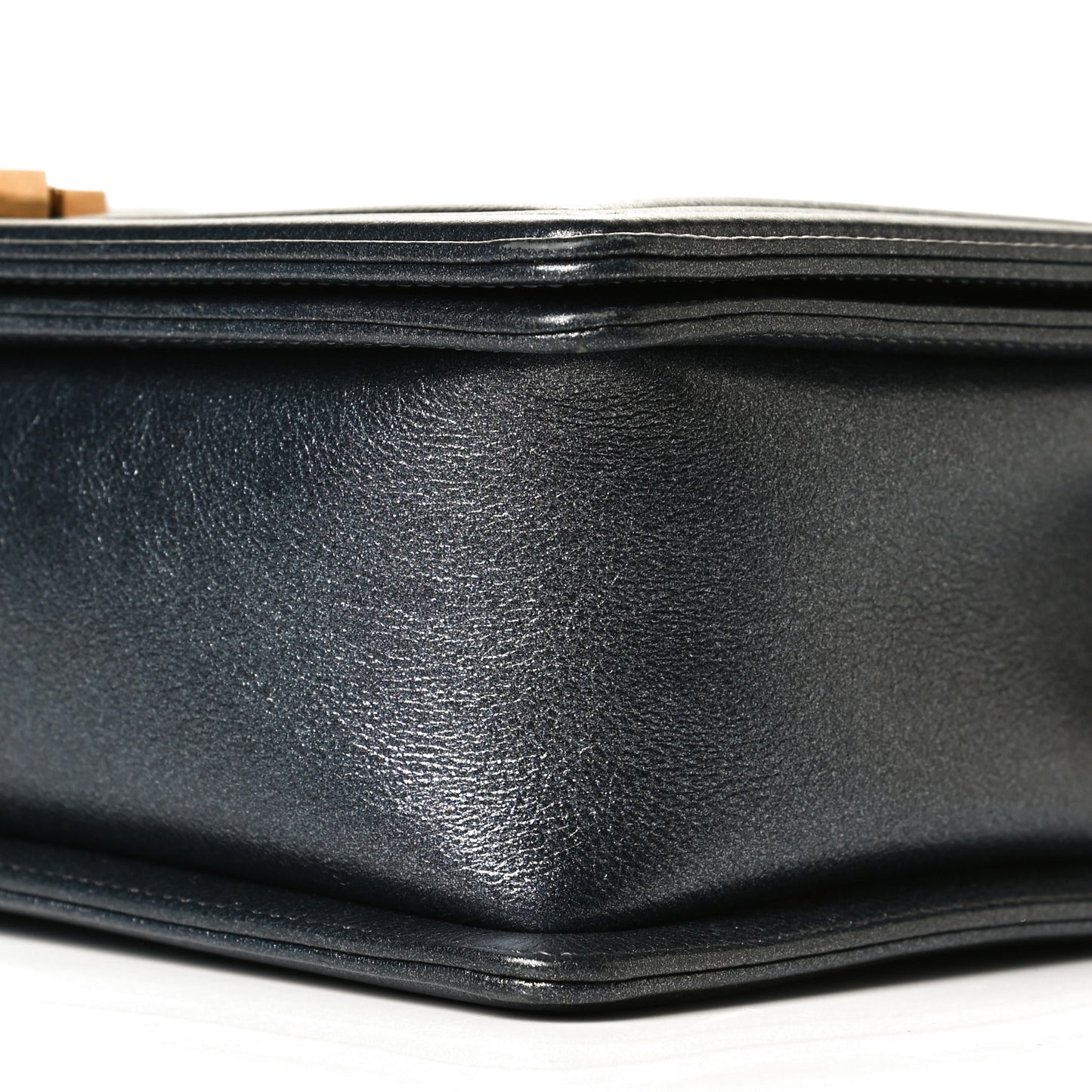 Metallic Calfskin Quilted New Medium Boy Flap Dark Grey