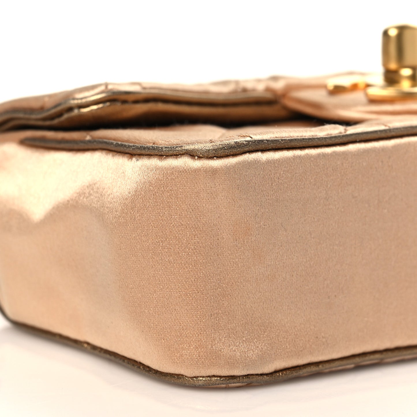 Satin Quilted Extra Mini Rectangular Flap Gold