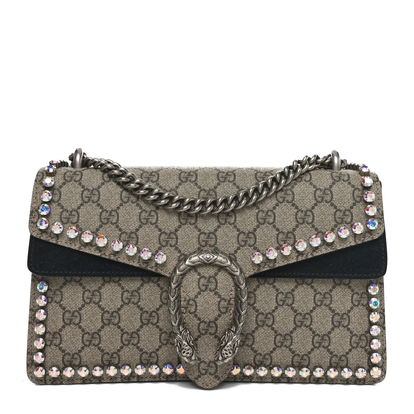 GG Supreme Monogram Crystal Small Dionysus Shoulder Bag Black