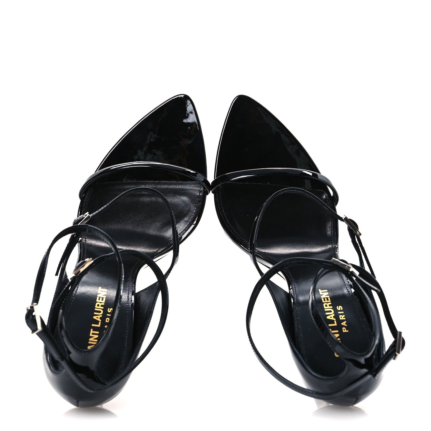 Saint Laurent Patent Calfskin Dita 110 Sandals 38 Black 2 of 11