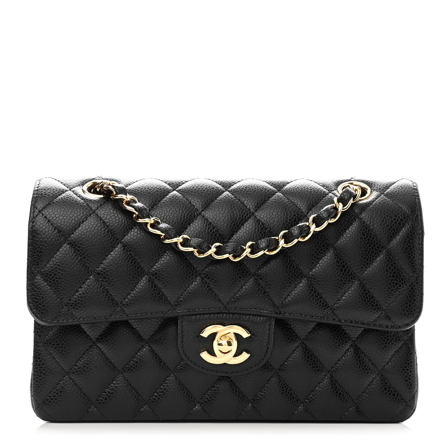Caviar Quilted Small Double Flap Black
