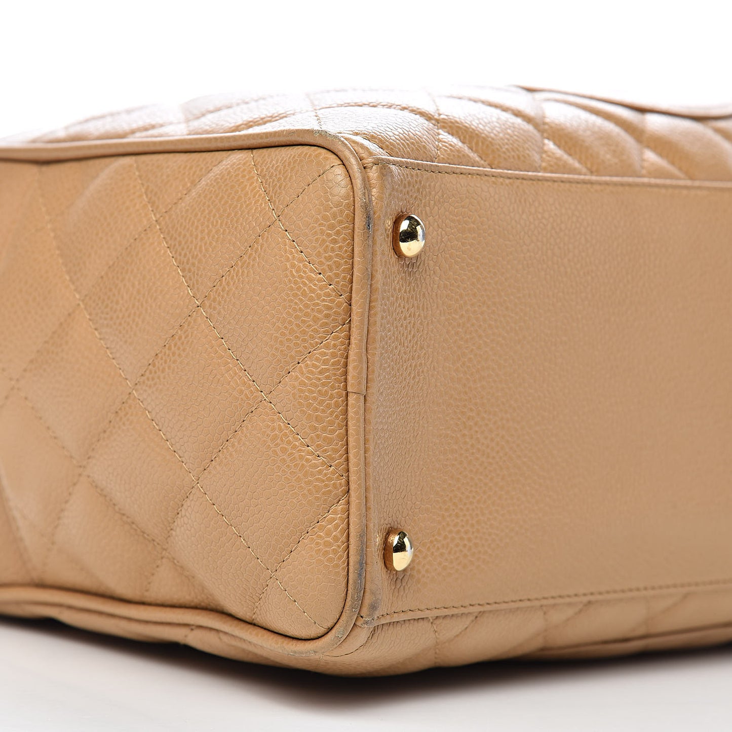Caviar Quilted Large Bowler Bag Beige