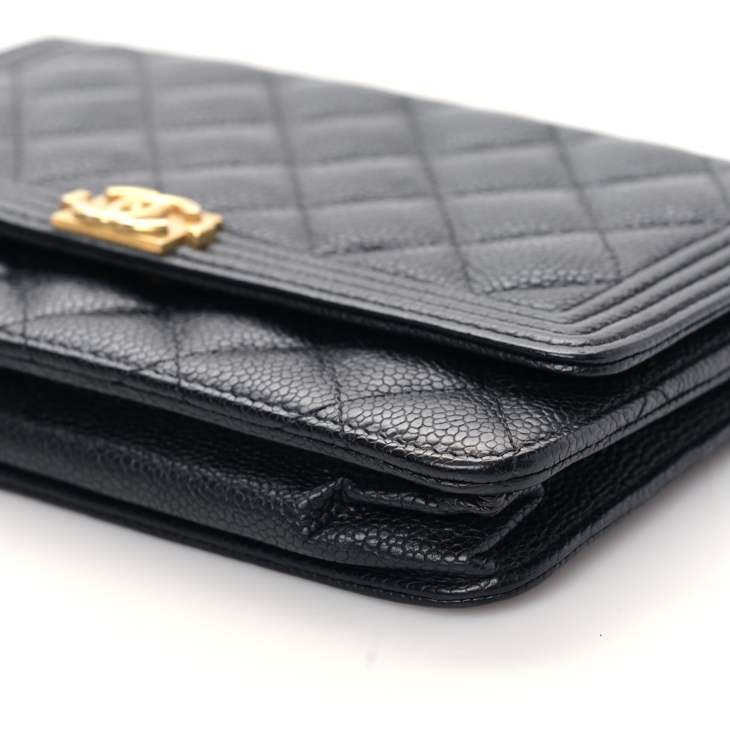 Caviar Quilted Boy Wallet On Chain WOC Black