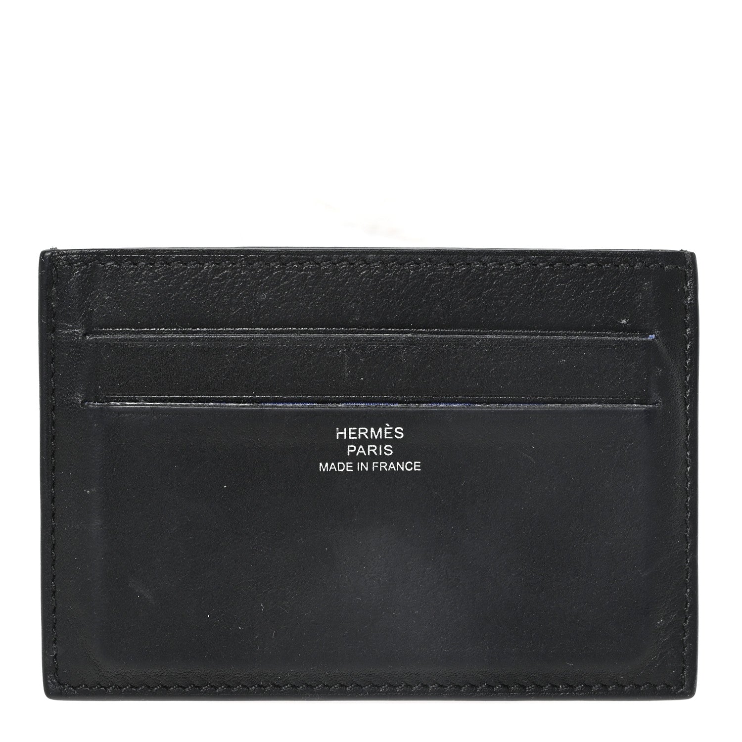 Hermes Evercolor Citizen Twill Card Case Black Bleu de France Bleu