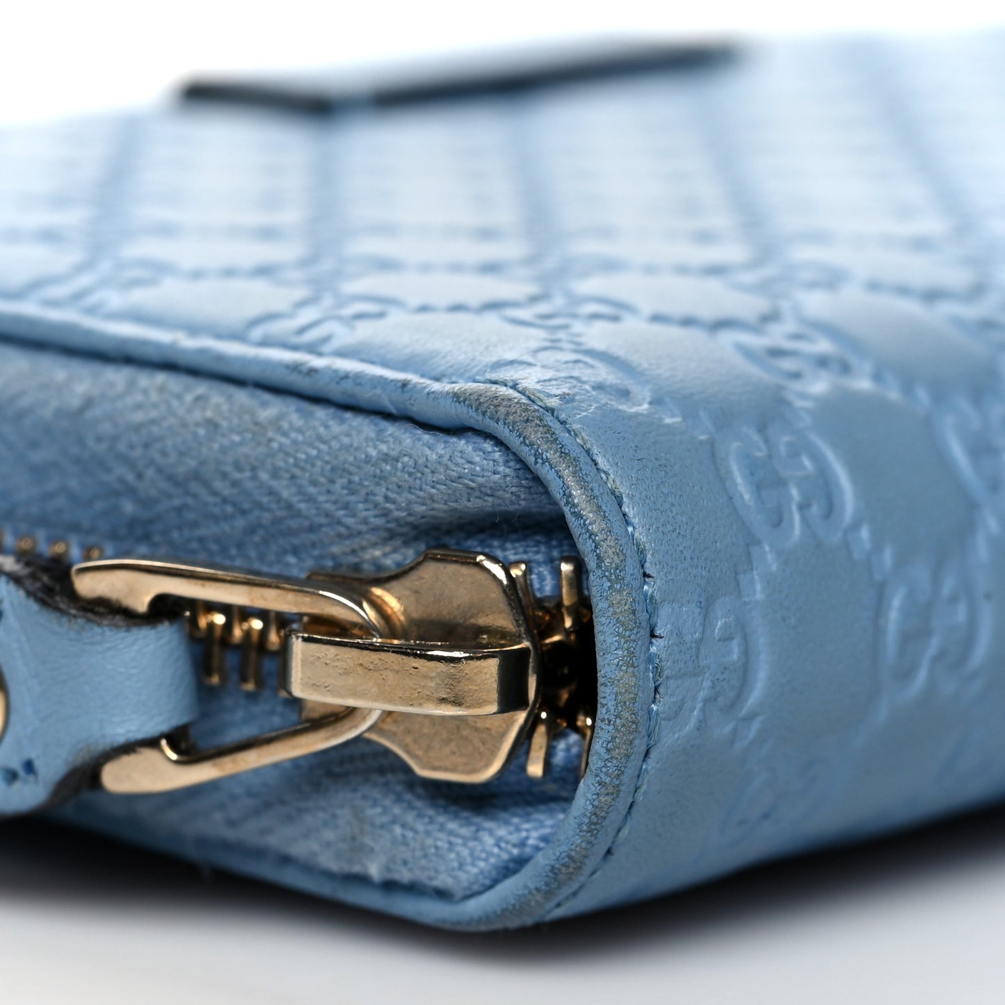Soft Microguccissima Zip Around Organizer Wallet Mineral Blue