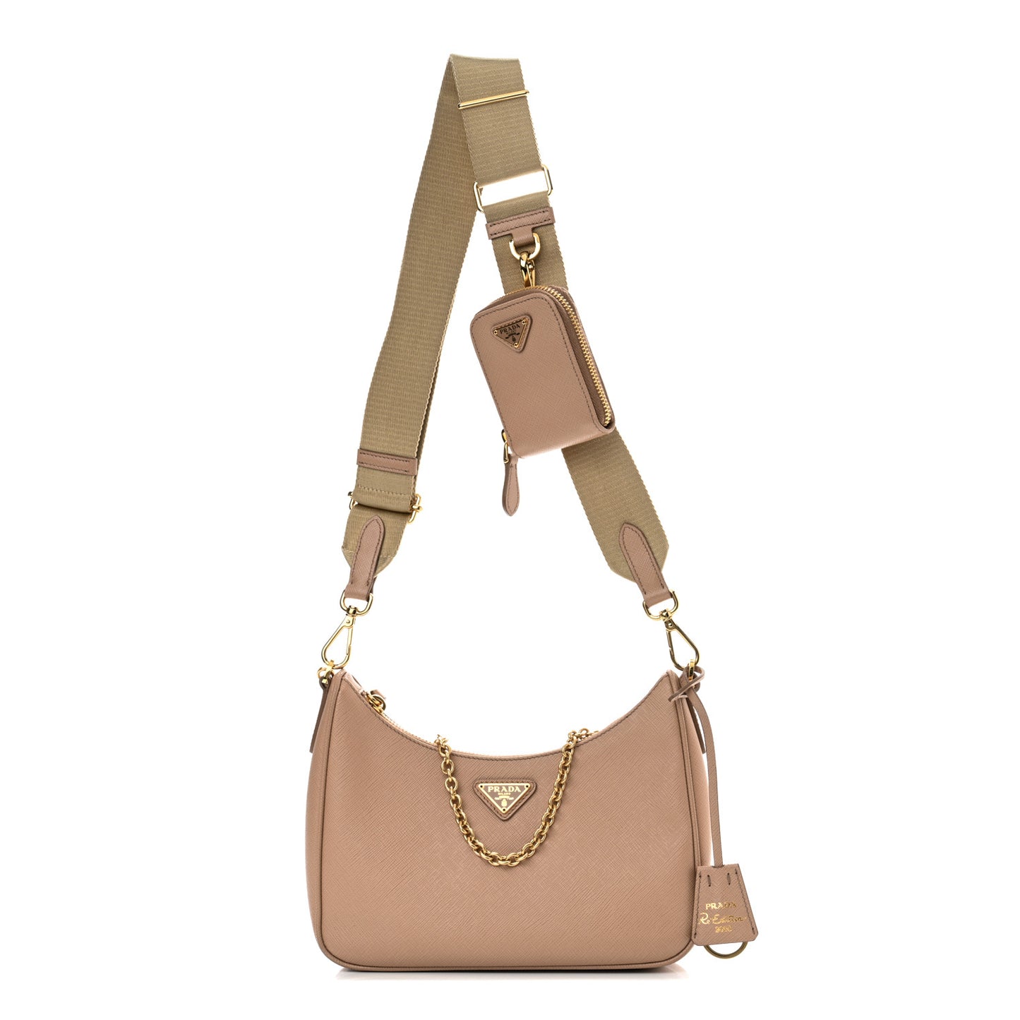 Saffiano Re-Edition 2005 Shoulder Bag Cammeo Beige