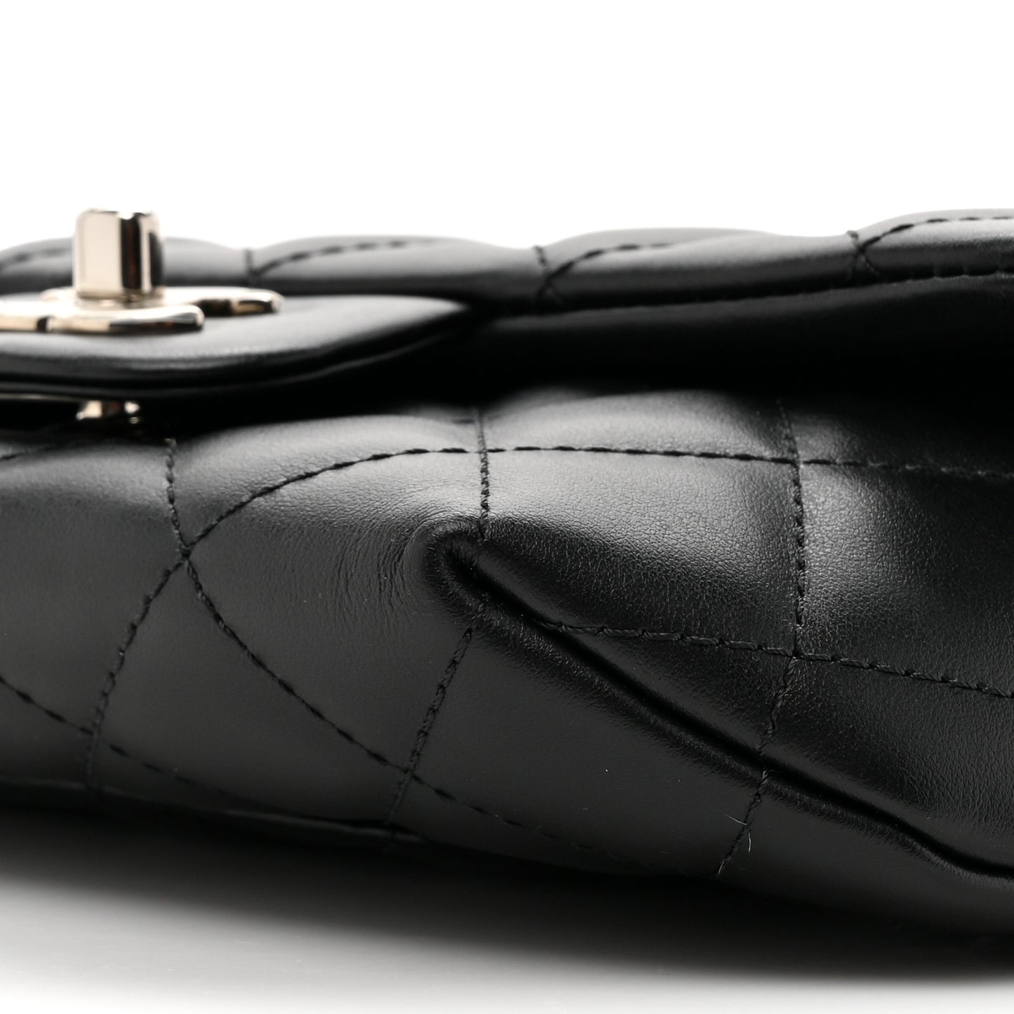 Calfskin Quilted CC Uniform Flap Belt Bag Black