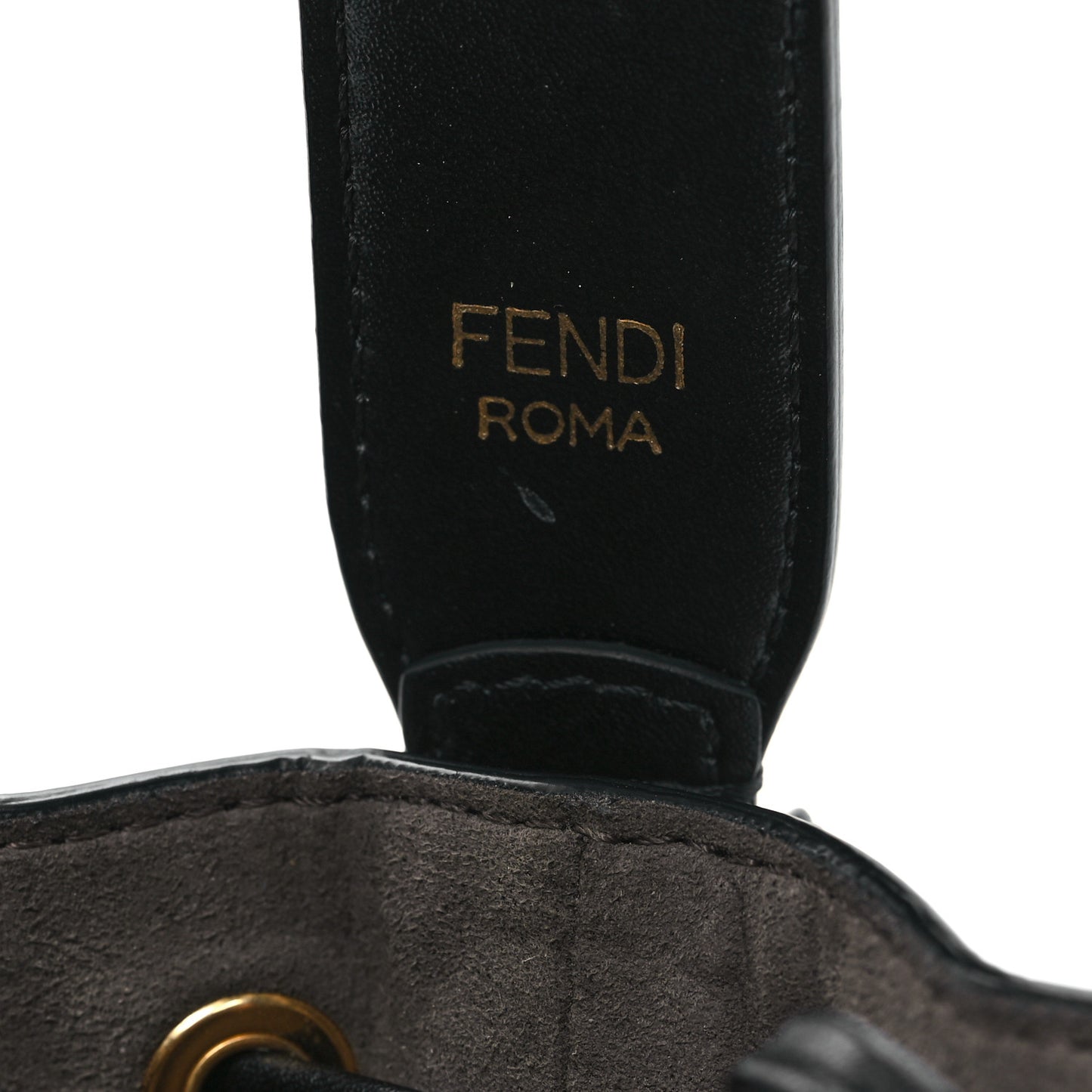 Vitello Liberty F is Fendi Bi-Color FF 1974 Embossed Mini Mon Tresor Bucket Bag Maya Black