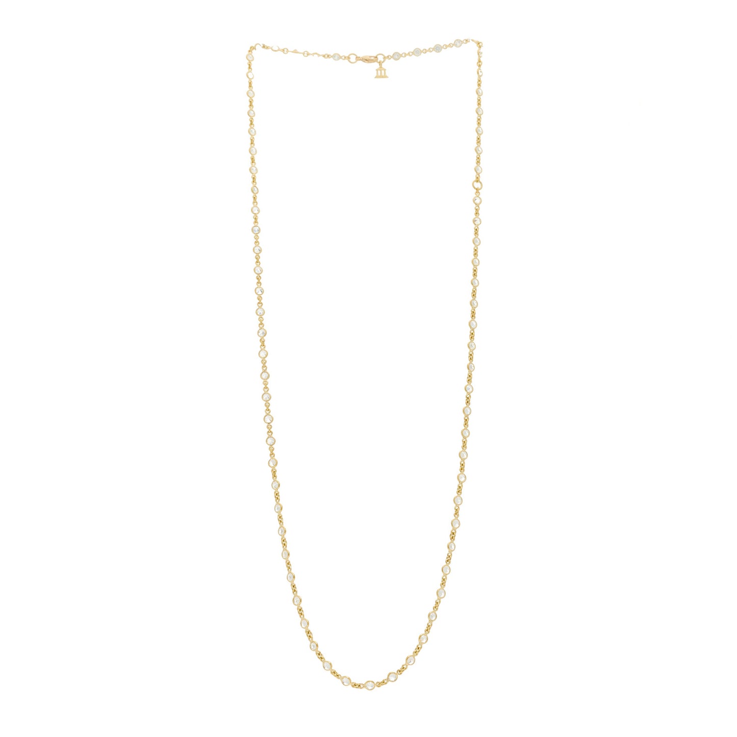 18K Yellow Gold Diamond White Sapphire Chain Necklace