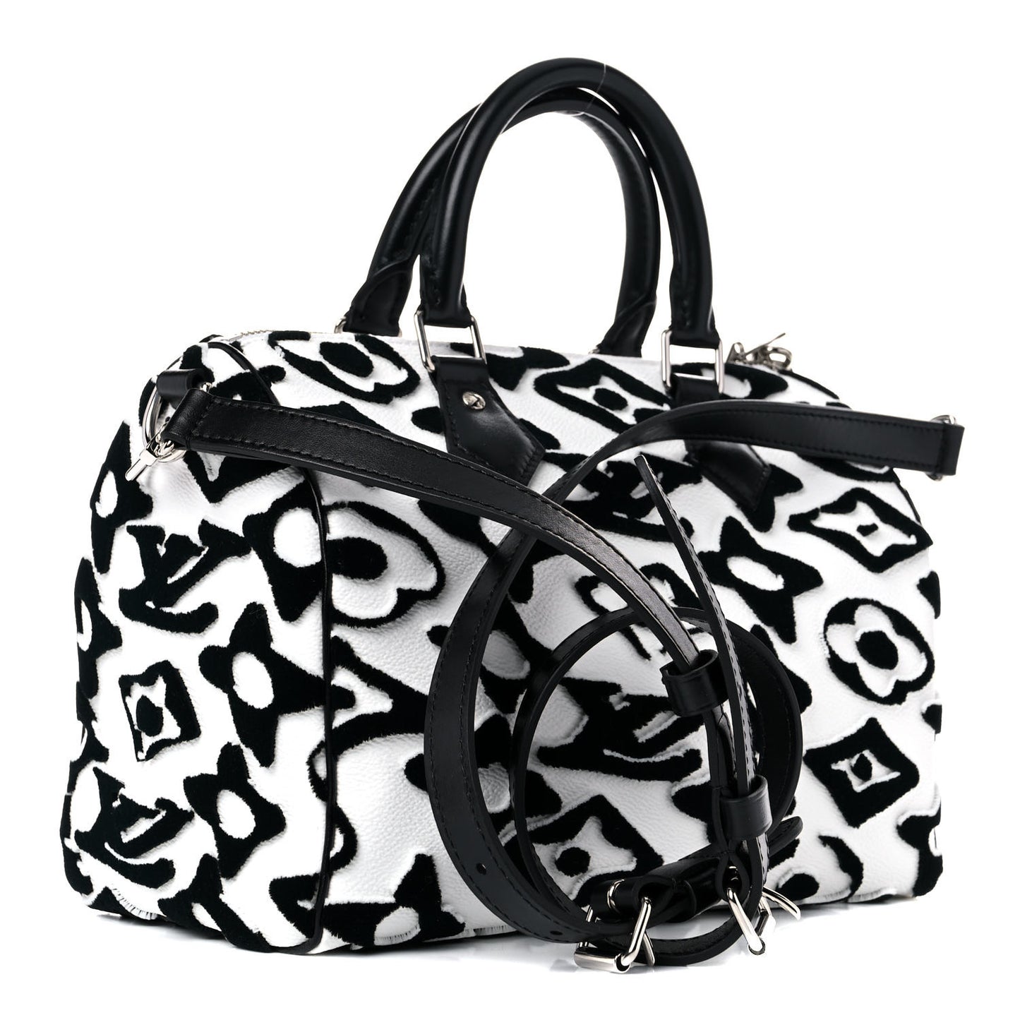X UF Tufted Monogram Speedy Bandouliere 25 White Black