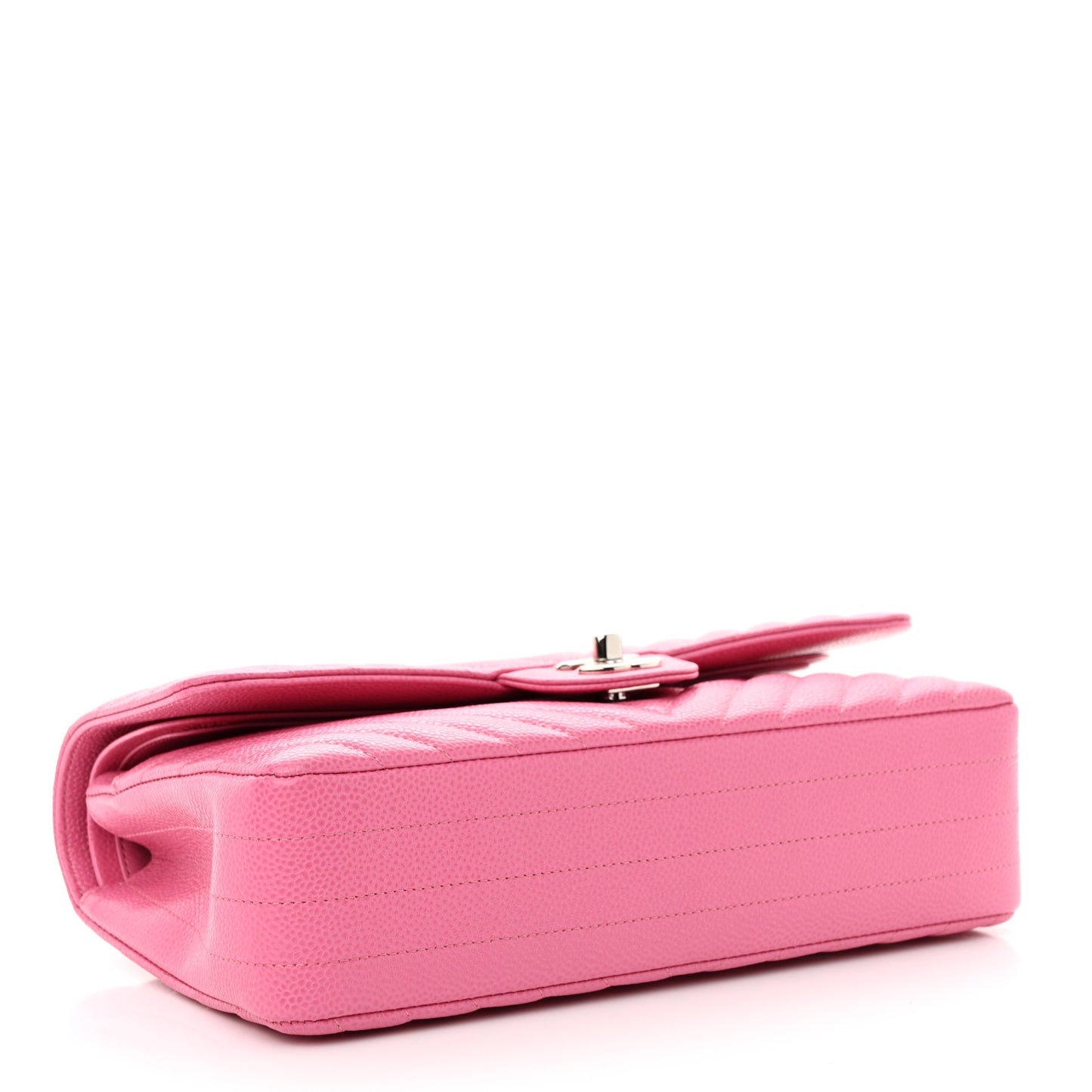 Caviar Chevron Quilted Medium Double Flap Pink